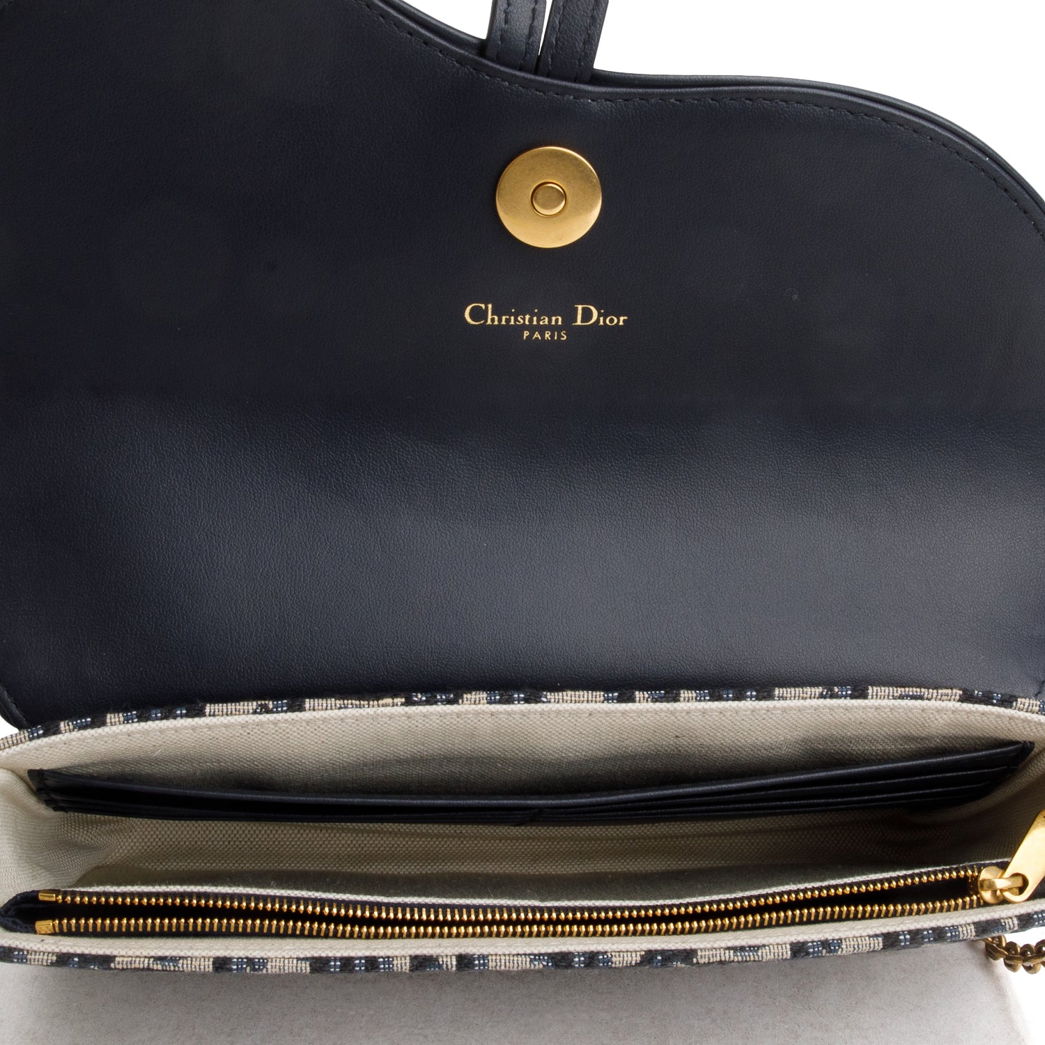 Christian Dior 2024 Oblique Jacquard Saddle Pouch with Chain w/ Receipt
