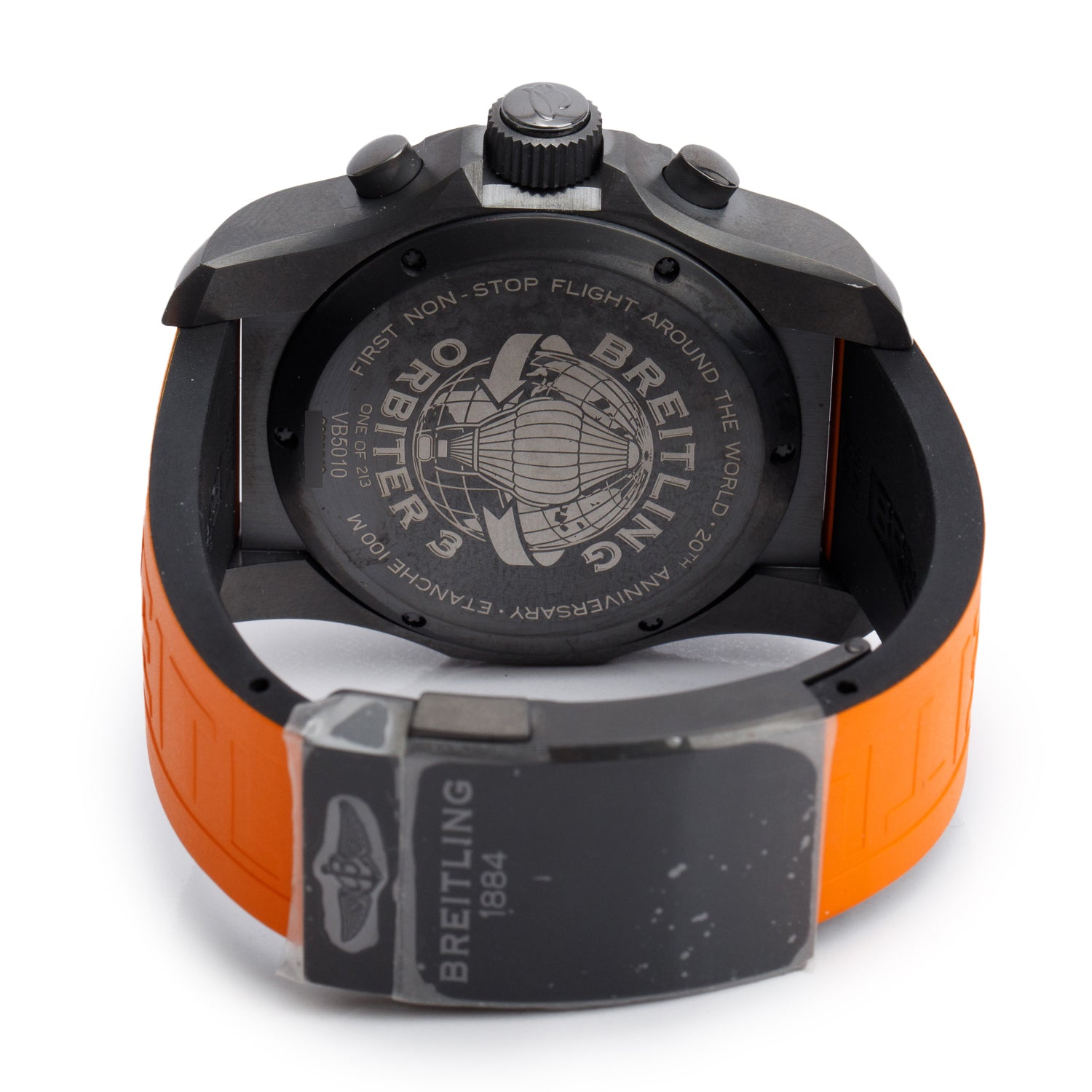 Breitling Limited Edition Black Titanium Cockpit B50 46 MM Chronograph Quartz Watch Orange Dial VB5010 w/ Box, Papers & Charger