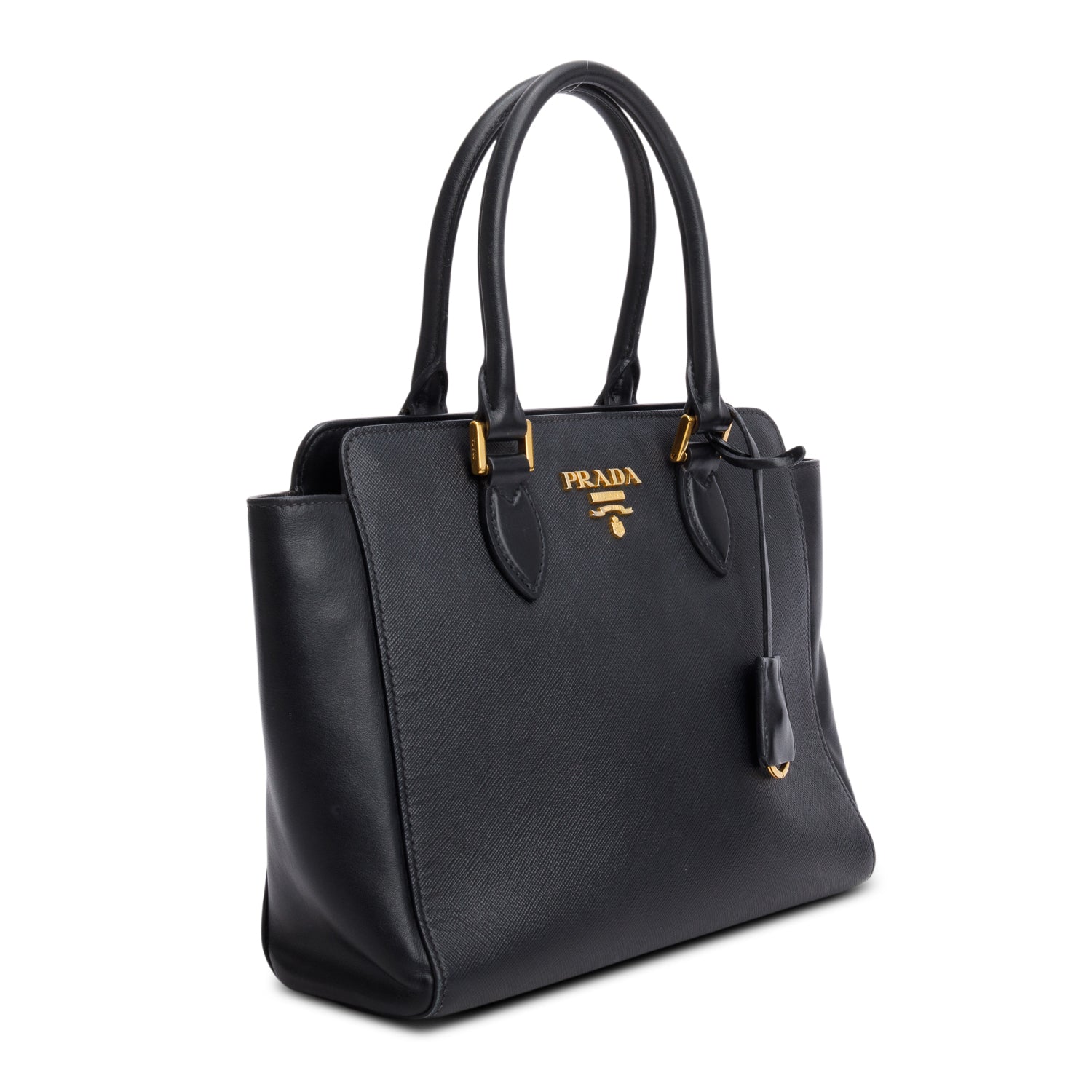Prada Black Saffiano Soft Calf Leather Tote w/ Strap