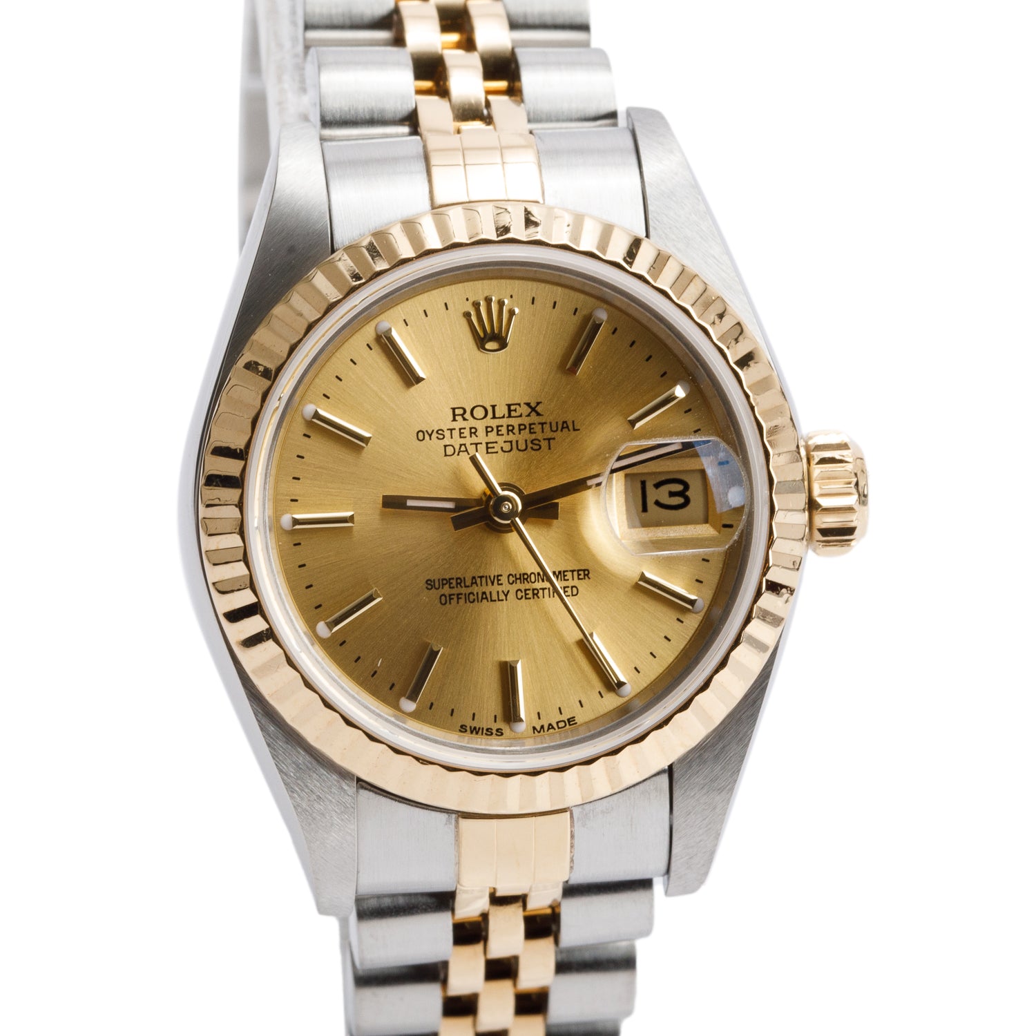 Rolex Stainless Steel & 18k Yellow Gold Datejust 26 MM Automatic Watch 69173 w/ Service Card