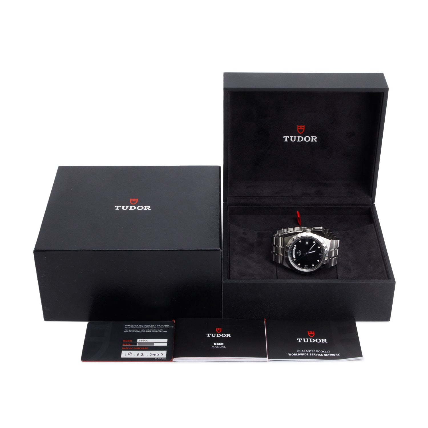 Tudor 2022 Stainless Steel Royal 41 MM Automatic Watch Black Diamond Dial 28600 w/ Box & Papers