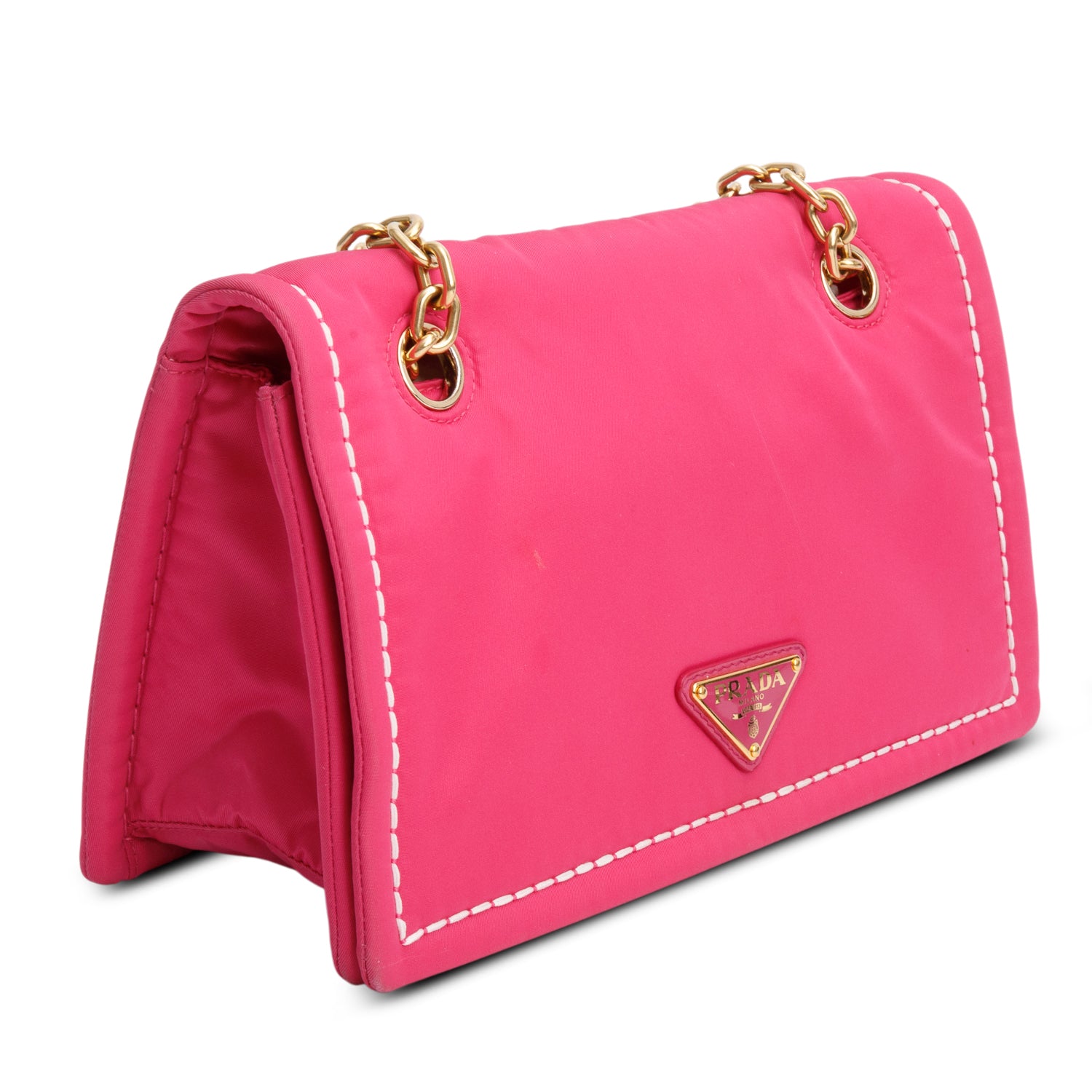 Prada Pink Tessuto Nylon Flap Chain Shoulder Bag