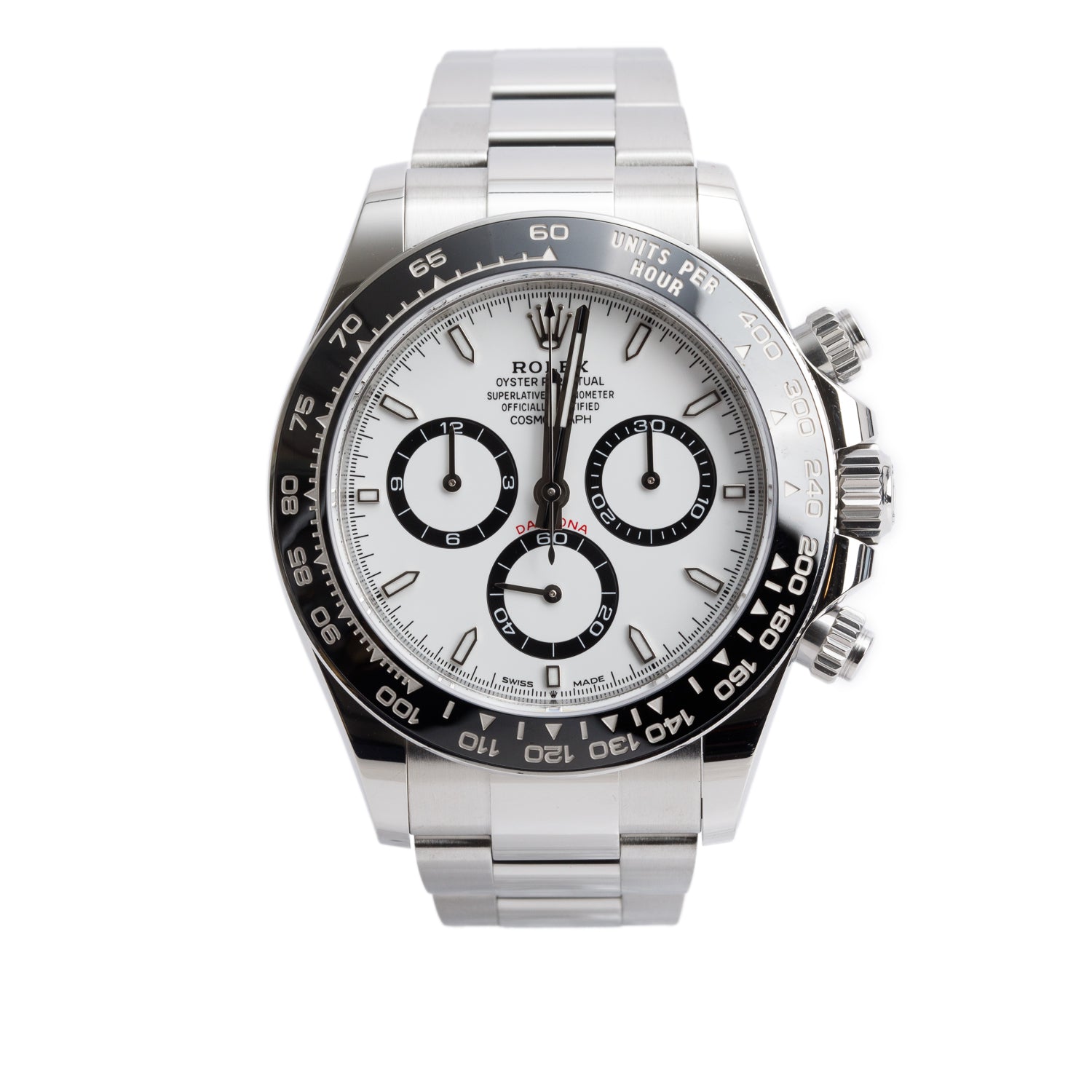 Rolex 2024 Stainless Steel Cosmograph 'Panda' Daytona 40 MM Automatic Chronograph Watch White Dial 126500LN w/ Box & Papers