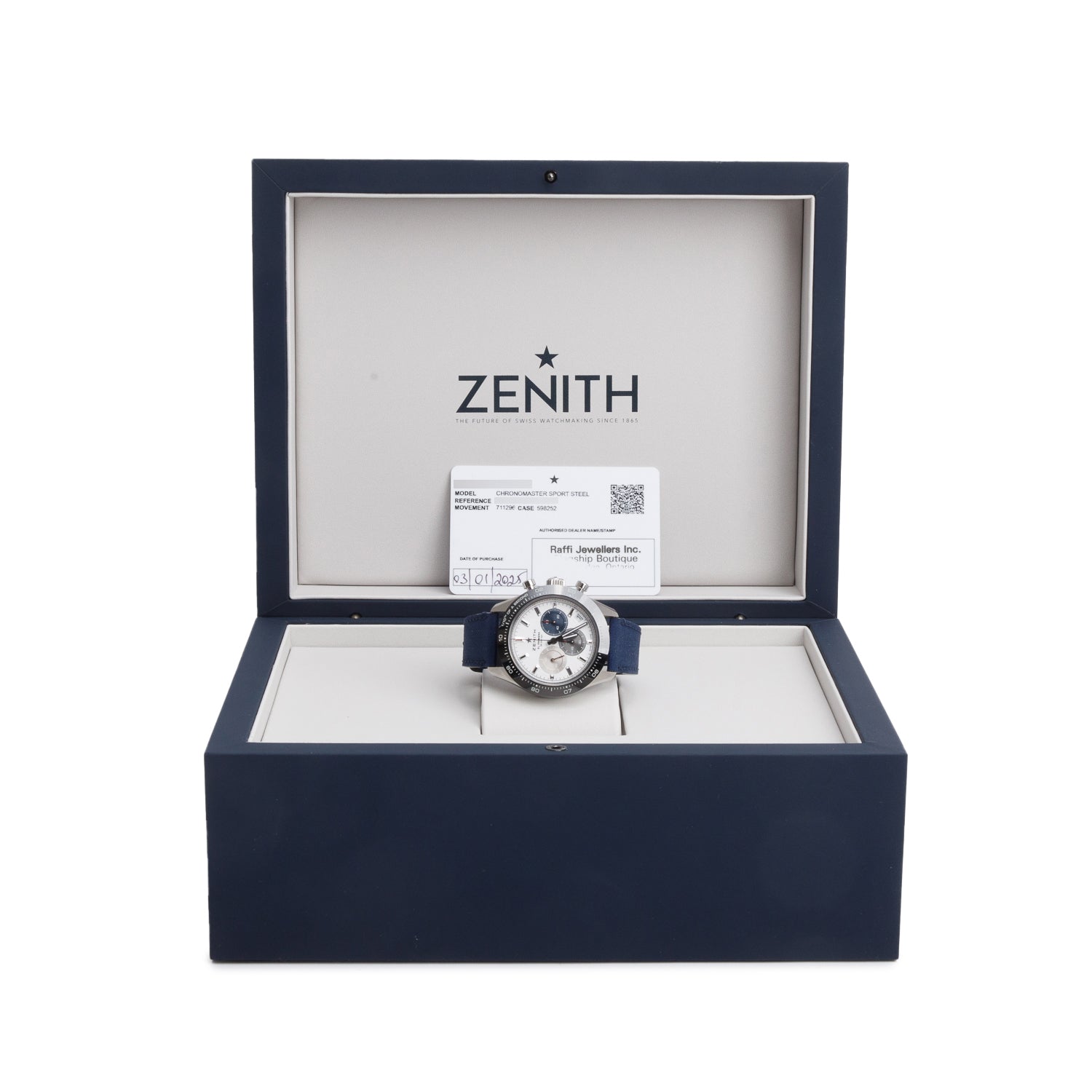 Zenith 2025 Stainless Steel Chronomaster Sport 41 MM Chronograph Automatic Watch White Dial w/ Box & Papers