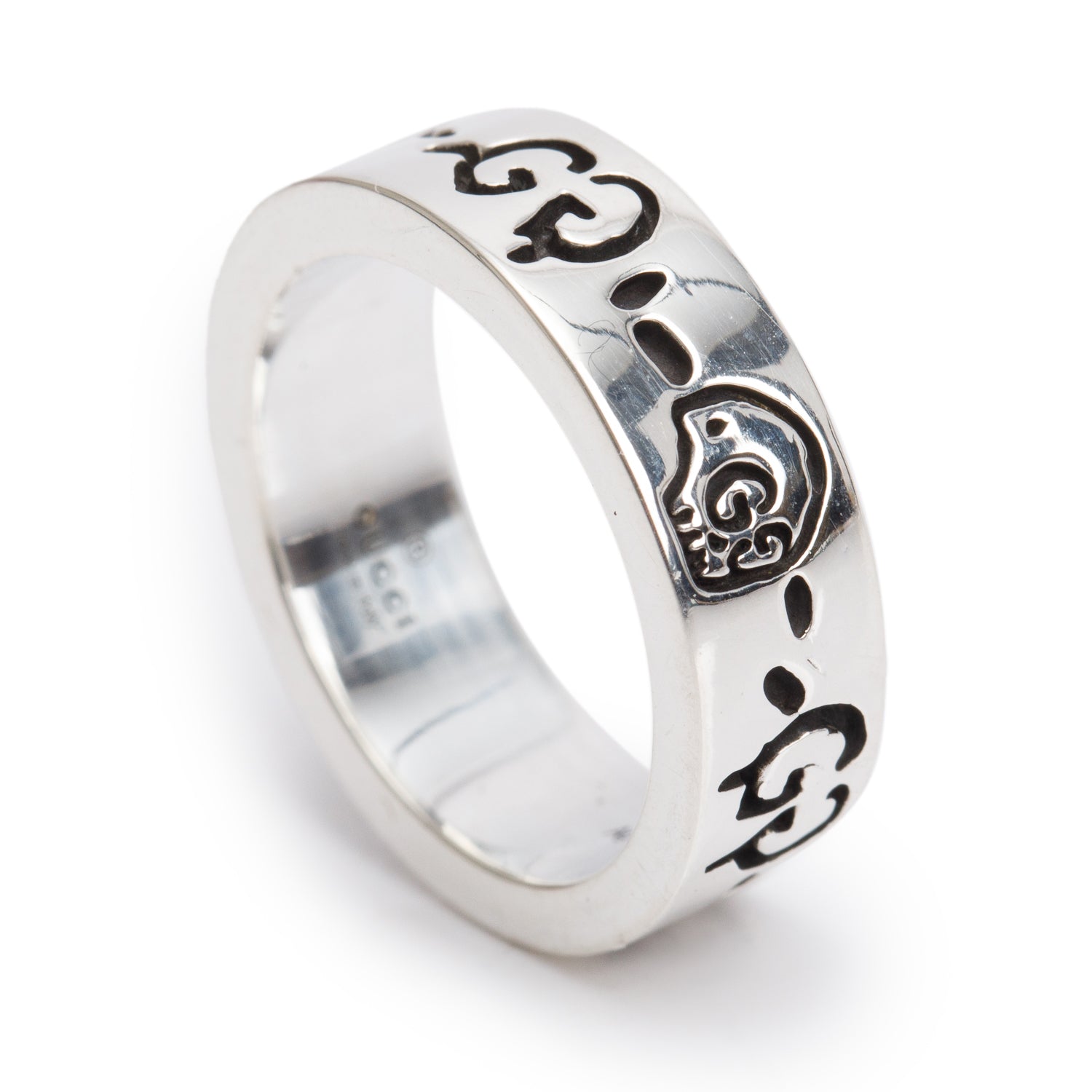 Gucci Sterling Silver Ghost Ring, Size 8 4.5 w/ Box