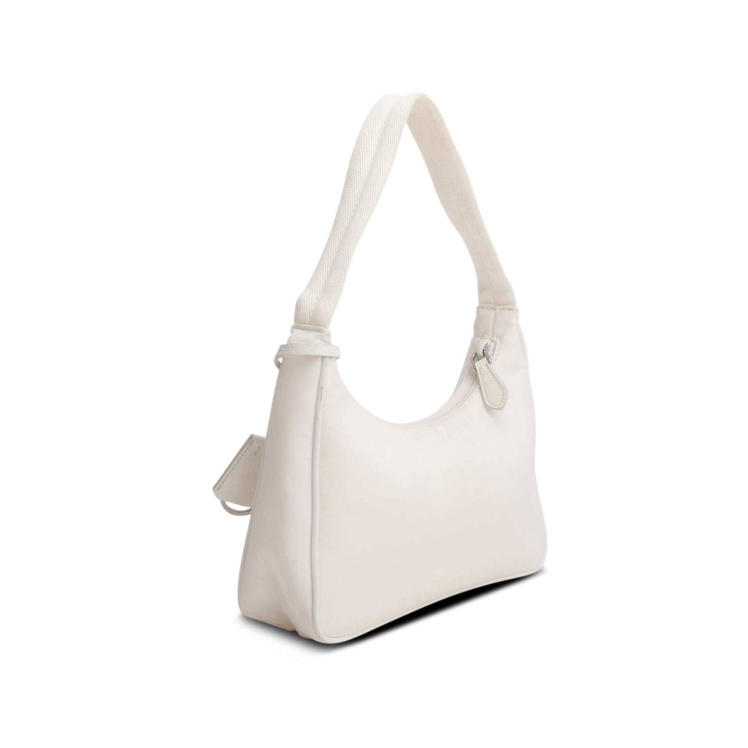 Prada 2021 White Re-Nylon Saffiano Re-Edition 2000 Mini Bag w/ Authenticity Card