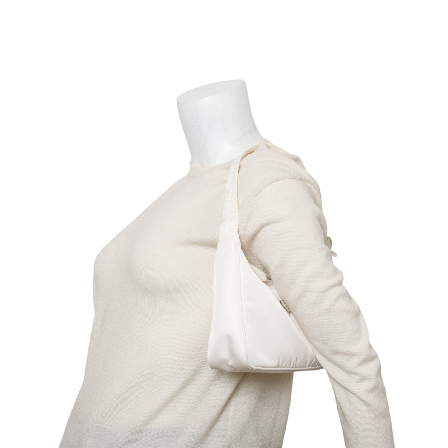 Prada 2021 White Re-Nylon Saffiano Re-Edition 2000 Mini Bag w/ Authenticity Card