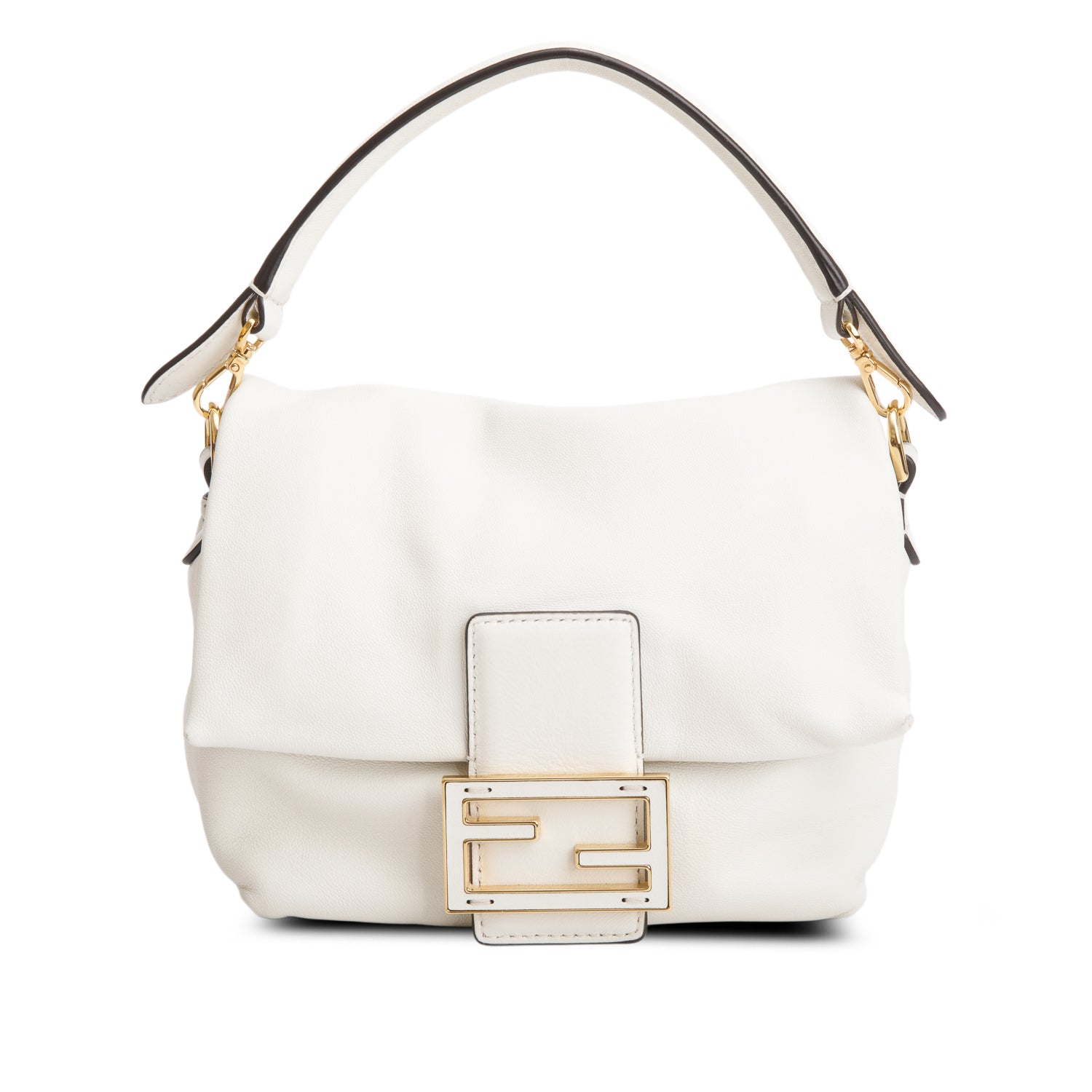 Fendi Cream Nappa Leather Mamma Baguette Small w/ Box & Straps