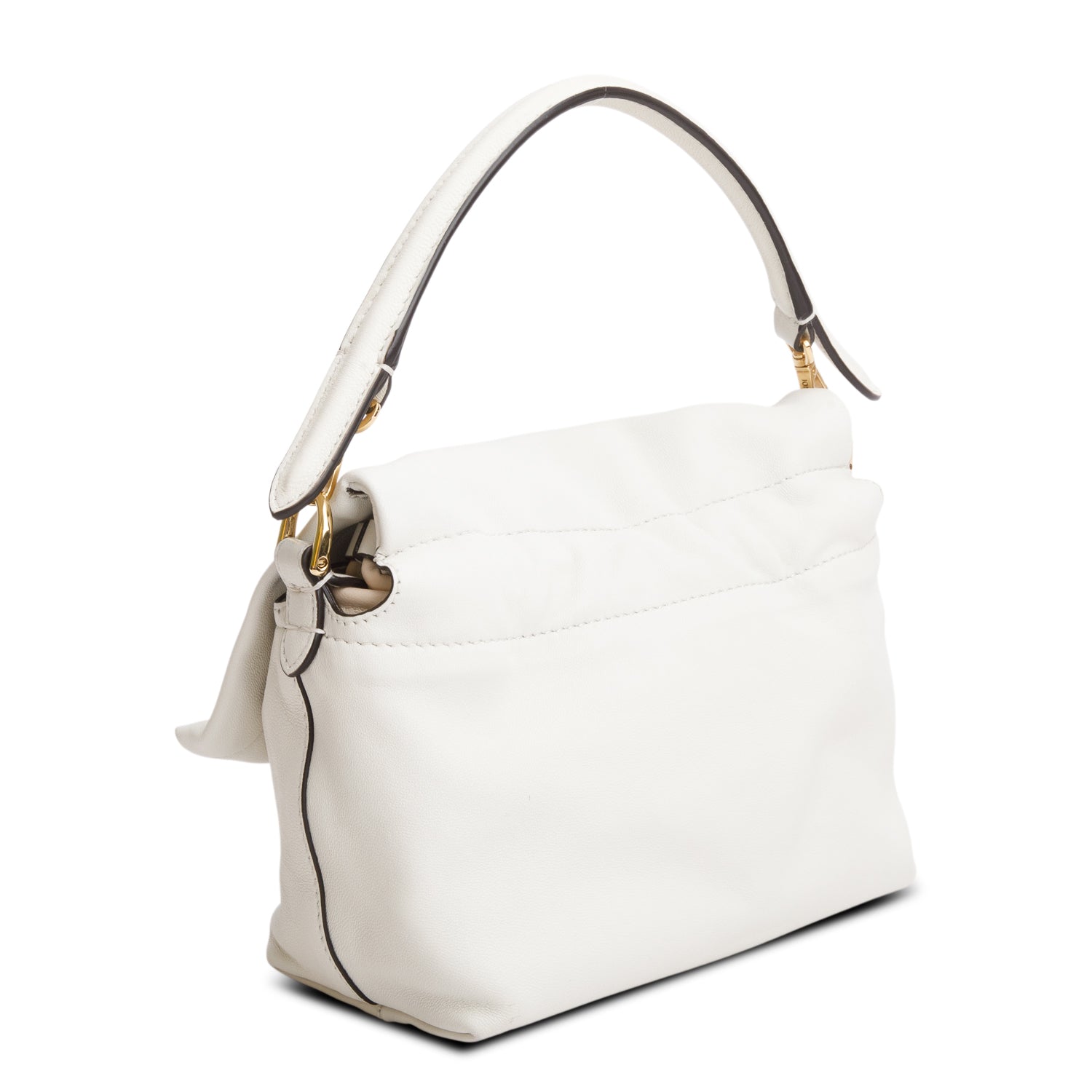 Fendi Cream Nappa Leather Mamma Baguette Small w/ Box & Straps