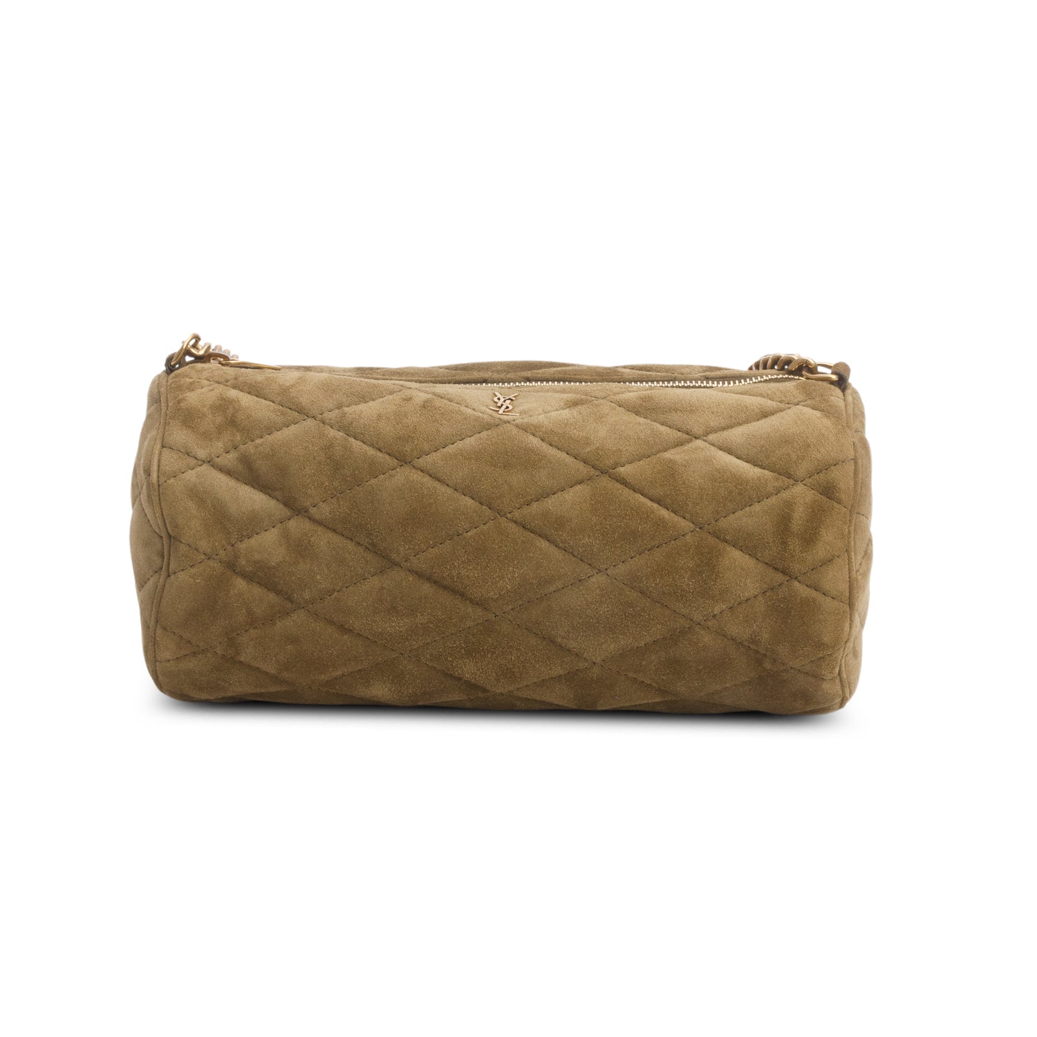 Saint Laurent 2023 Olive Quilted Suede Mini Sade Tube Bag