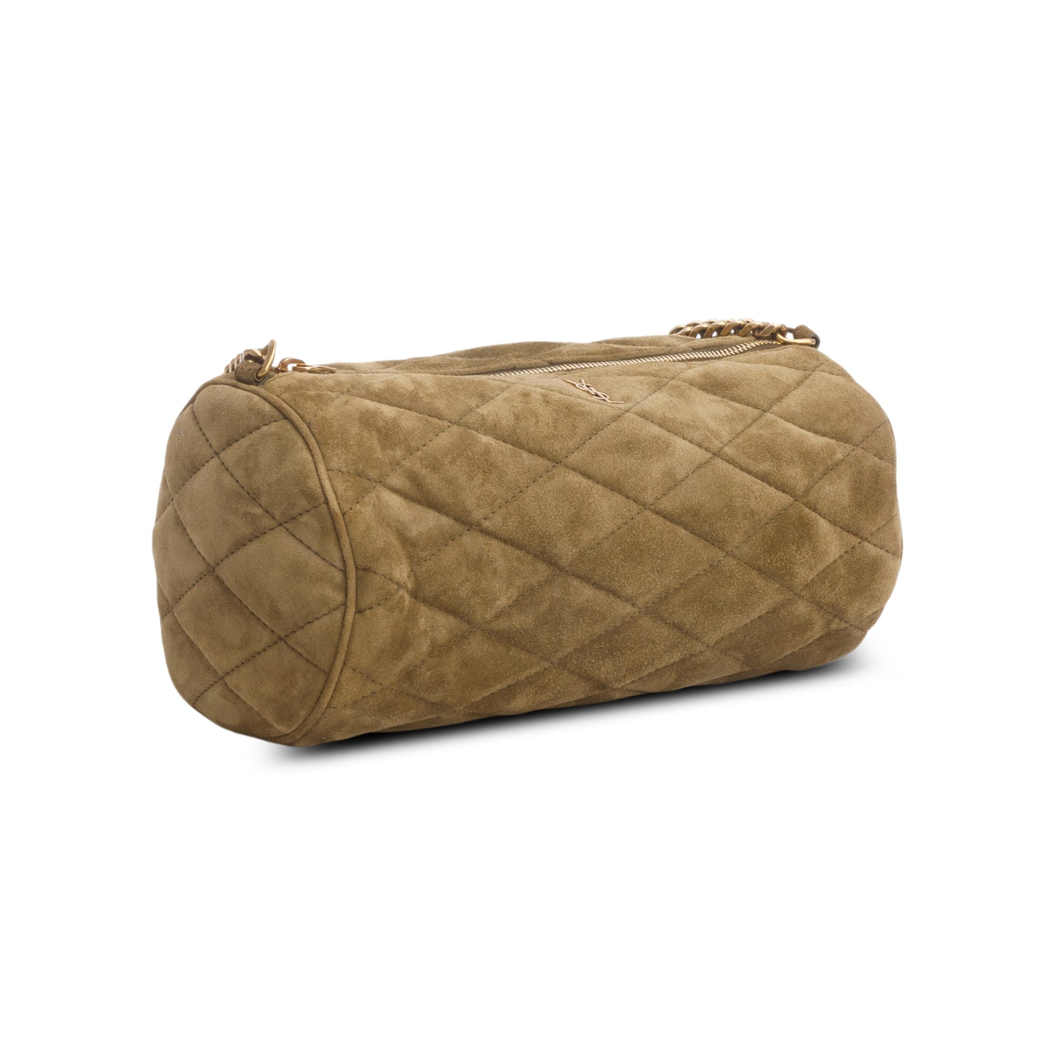 Saint Laurent 2023 Olive Quilted Suede Mini Sade Tube Bag