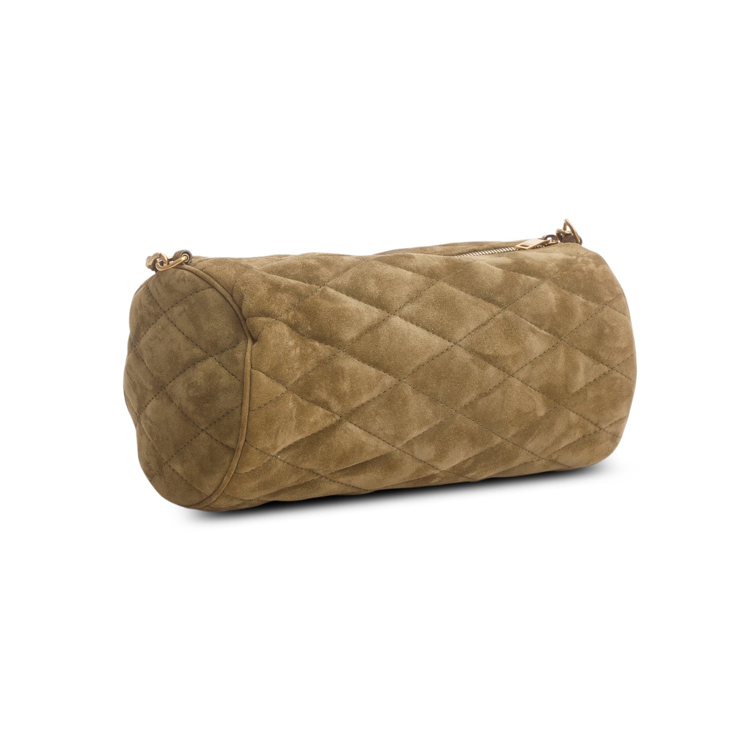 Saint Laurent 2023 Olive Quilted Suede Mini Sade Tube Bag