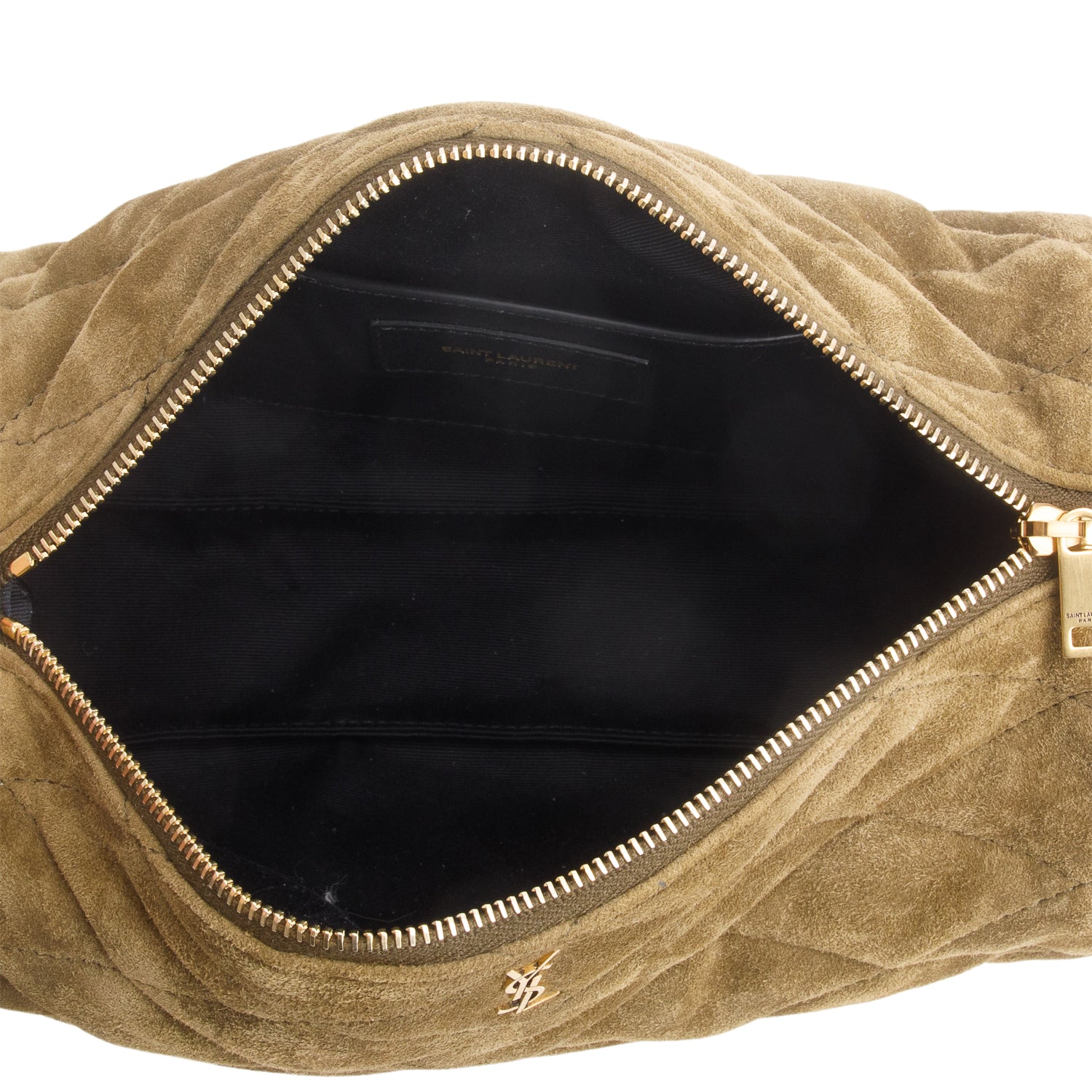 Saint Laurent 2023 Olive Quilted Suede Mini Sade Tube Bag