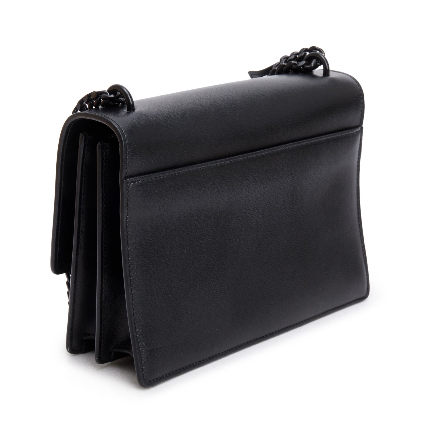 Saint Lauren Black Calfskin Monochrome Medium Sunset Shoulder Bag