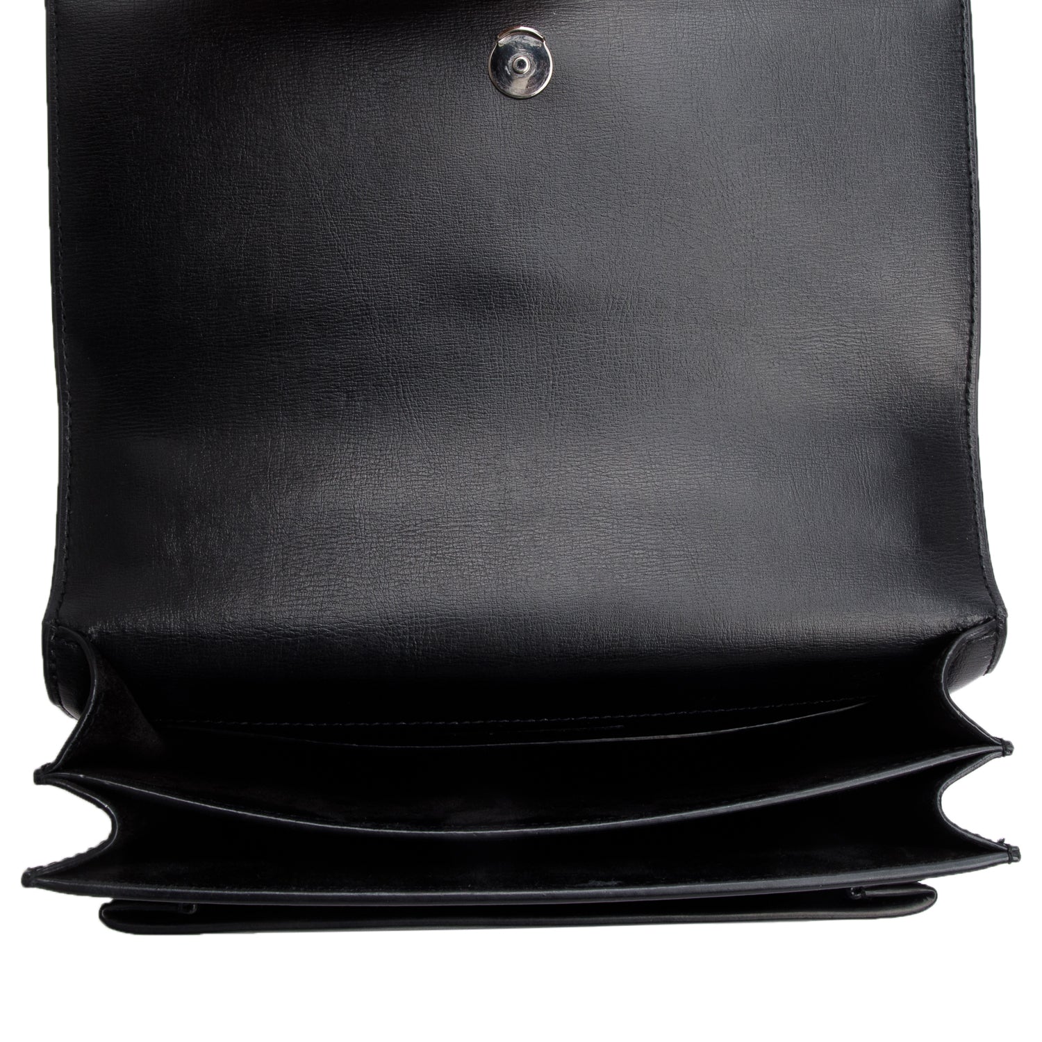 Saint Lauren Black Calfskin Monochrome Medium Sunset Shoulder Bag