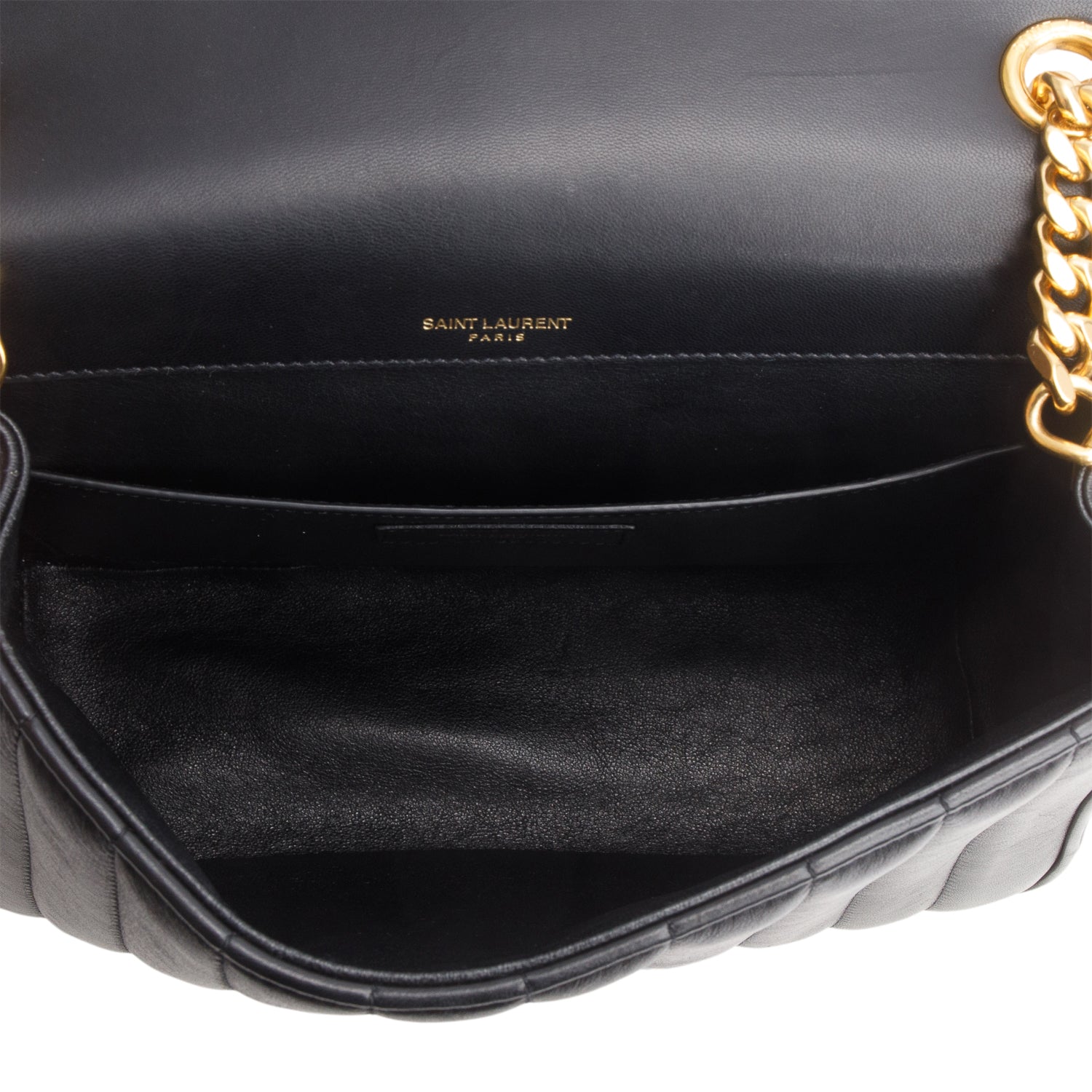 Saint Laurent Black Lambskin Matelasse Monogram Large Vicky Chain Bag