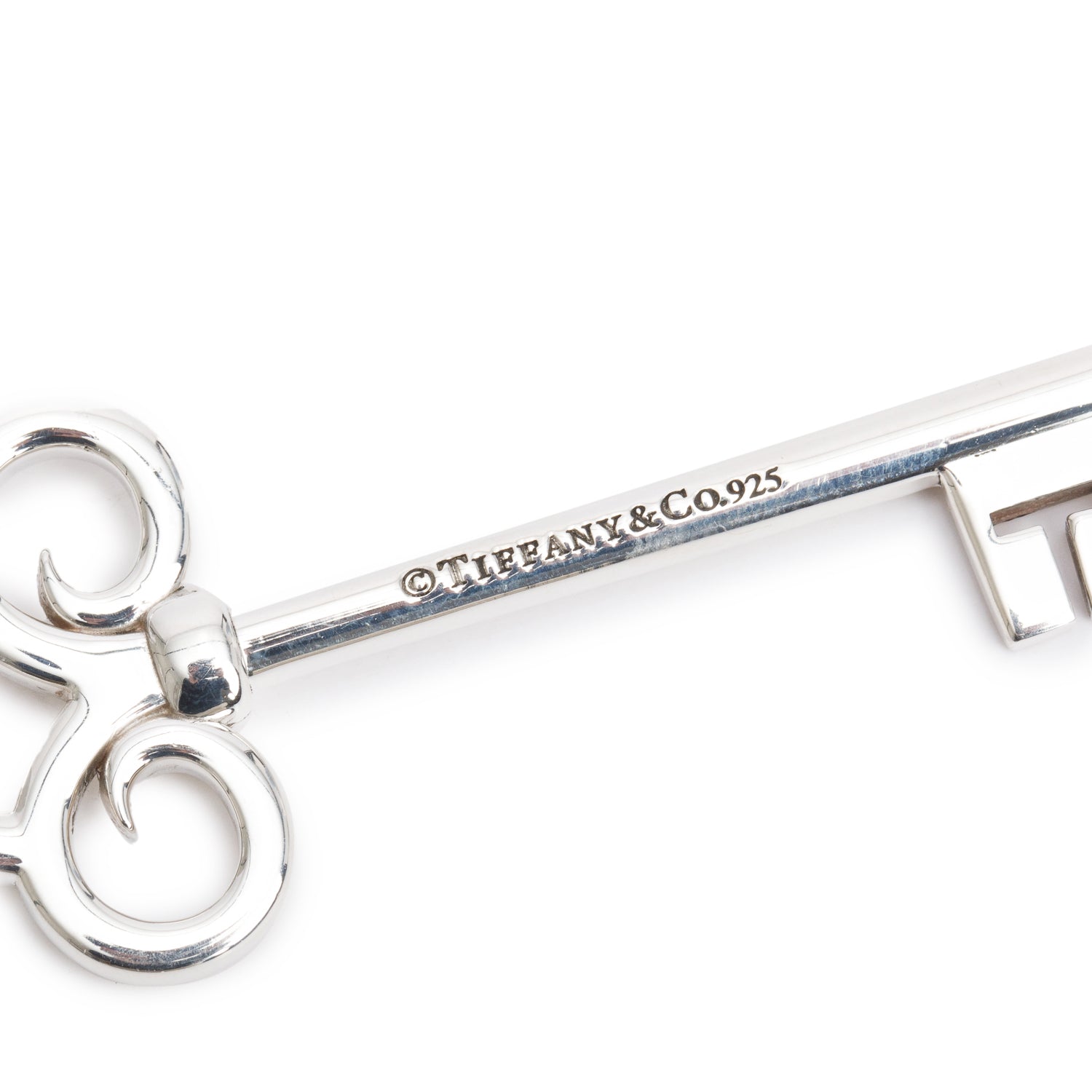 Tiffany & Co. Sterling Silver Large Fleur de Lis Key Pendant Necklace