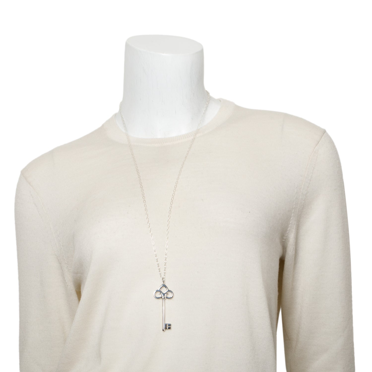 Tiffany & Co. Sterling Silver Large Fleur de Lis Key Pendant Necklace