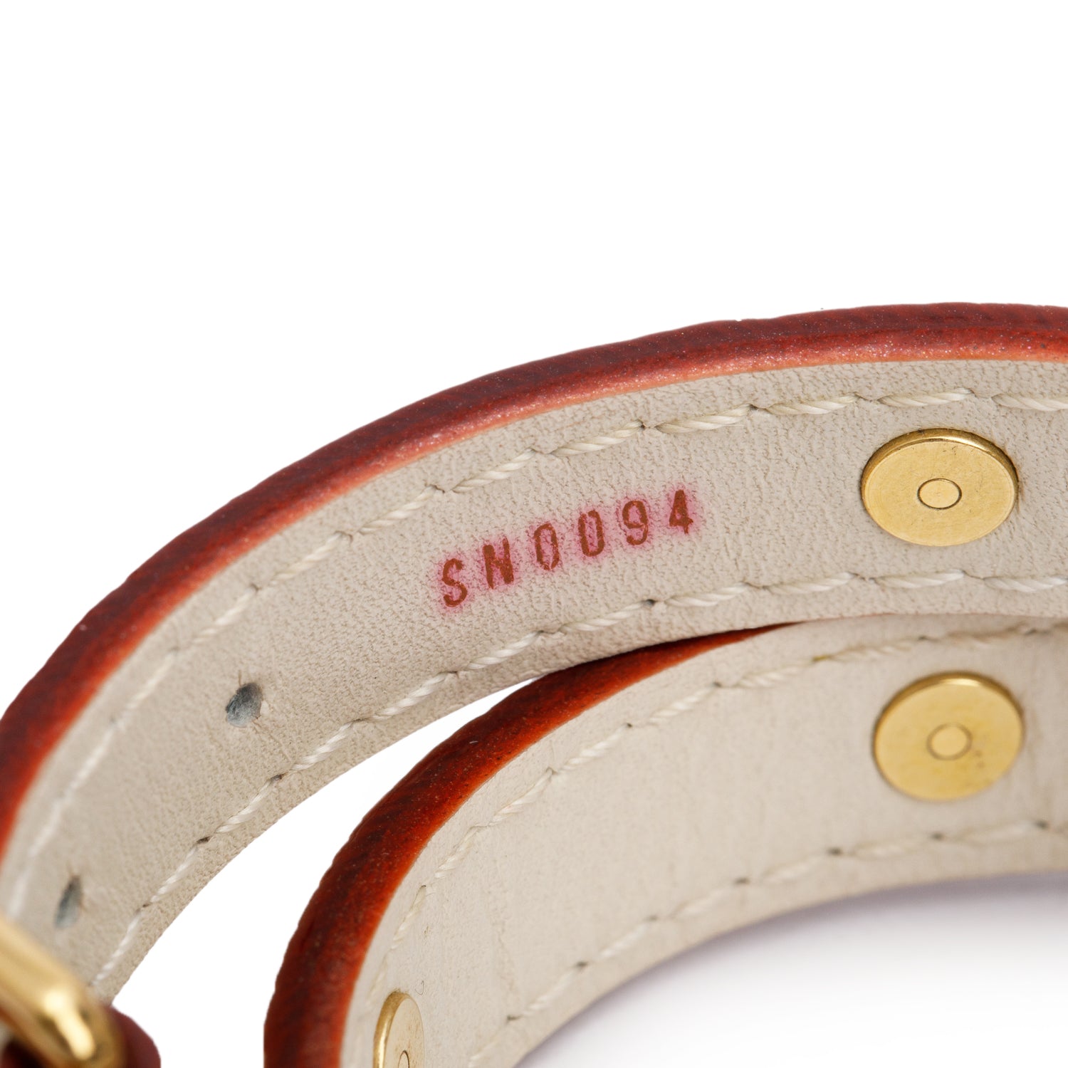 Louis Vuitton White Leather Studded Double Wrap Bracelet