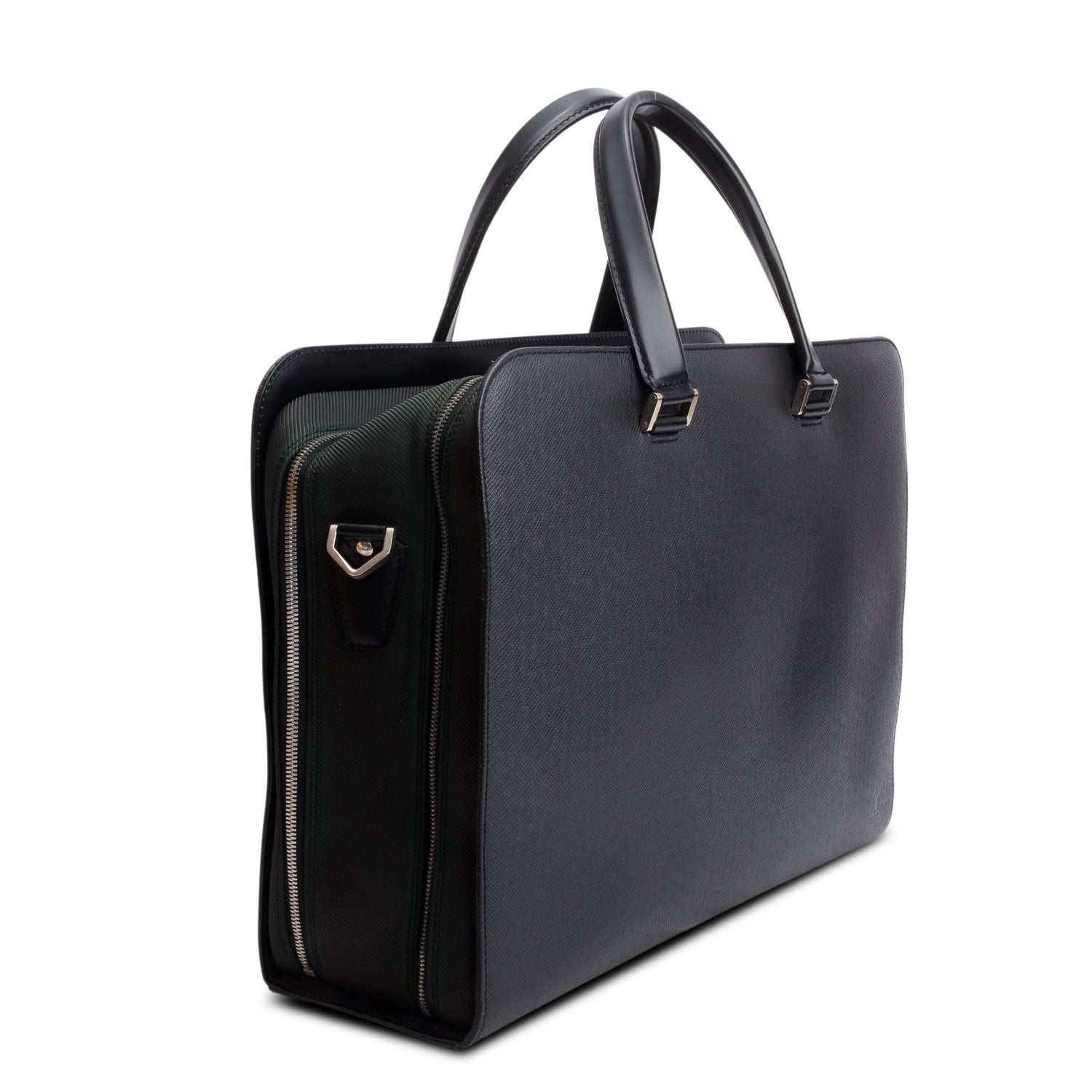 Louis Vuitton Black Taiga Leather Nevski Briefcase Ardoise w/ Box & Strap