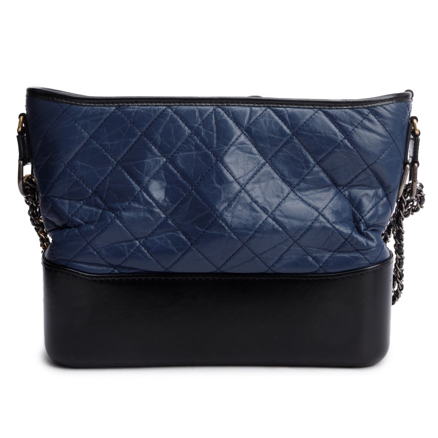 Chanel Blue & Black Aged Calfskin Leather Medium Gabrielle Hobo w/ Authenticity Card