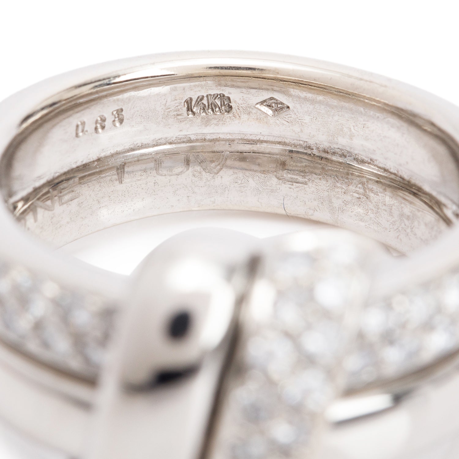 14k White Gold Pave Diamond Ring, Size 7.25