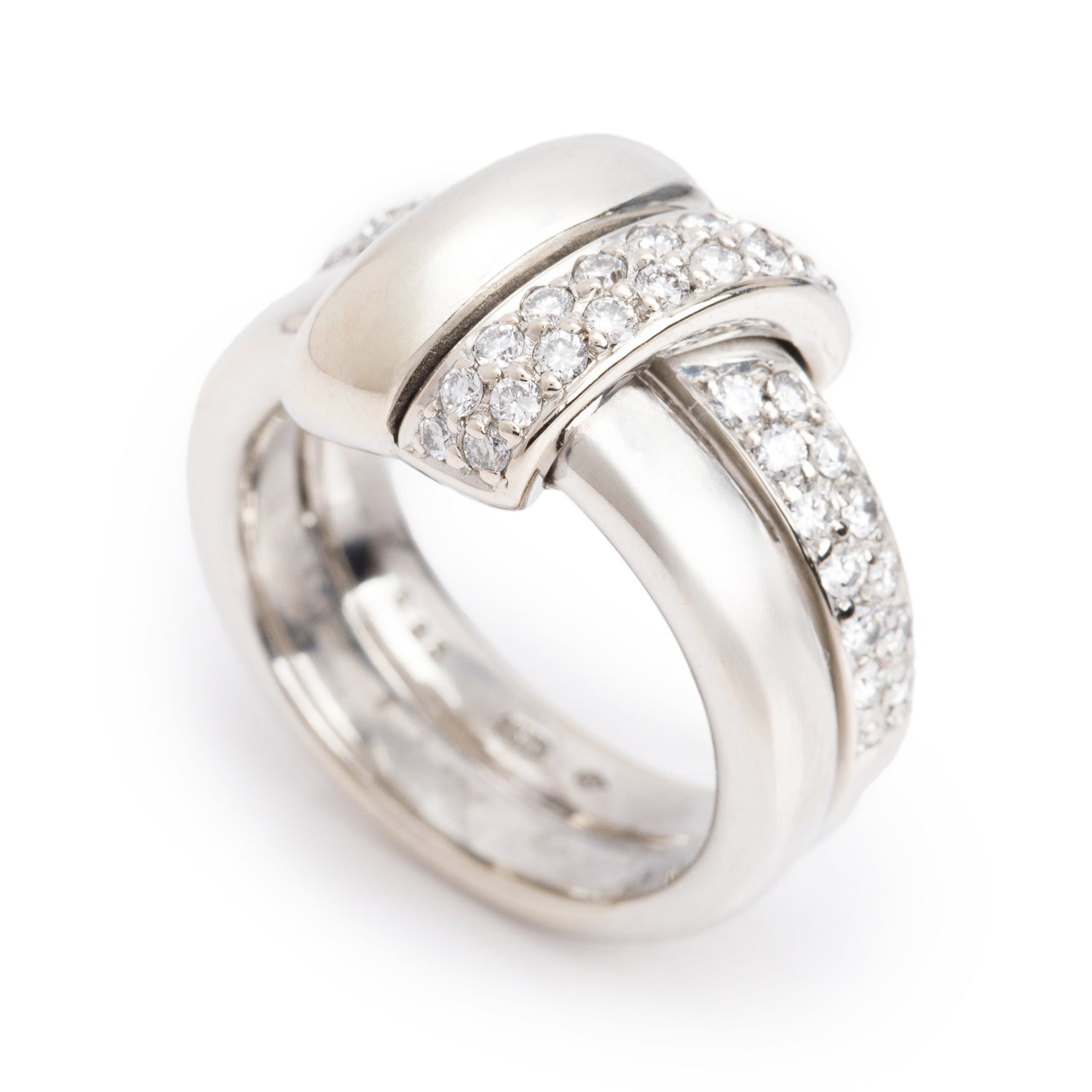 14k White Gold Pave Diamond Ring, Size 7.25