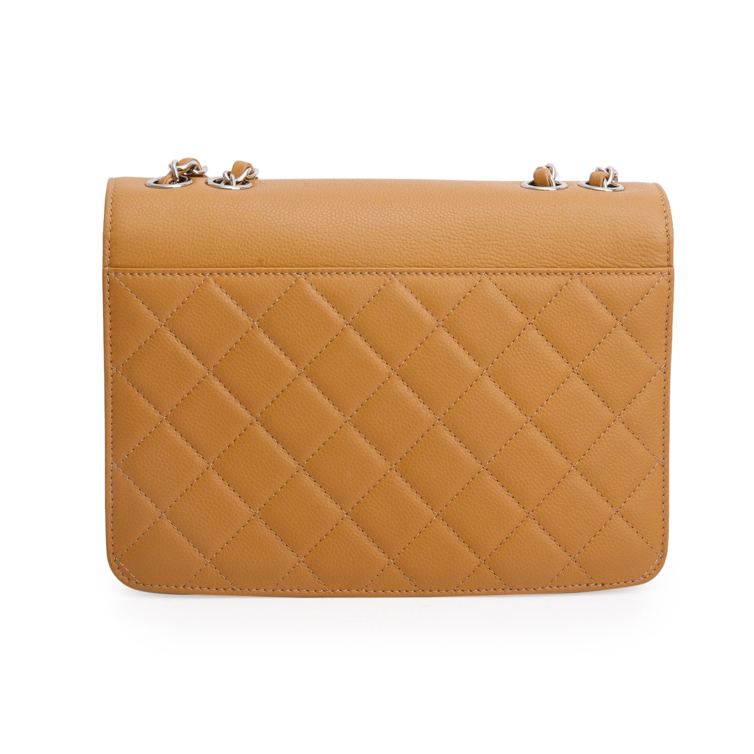 Chanel Tan Caviar Quilted Small CC Box Top Flap w/ Authenticity Card
