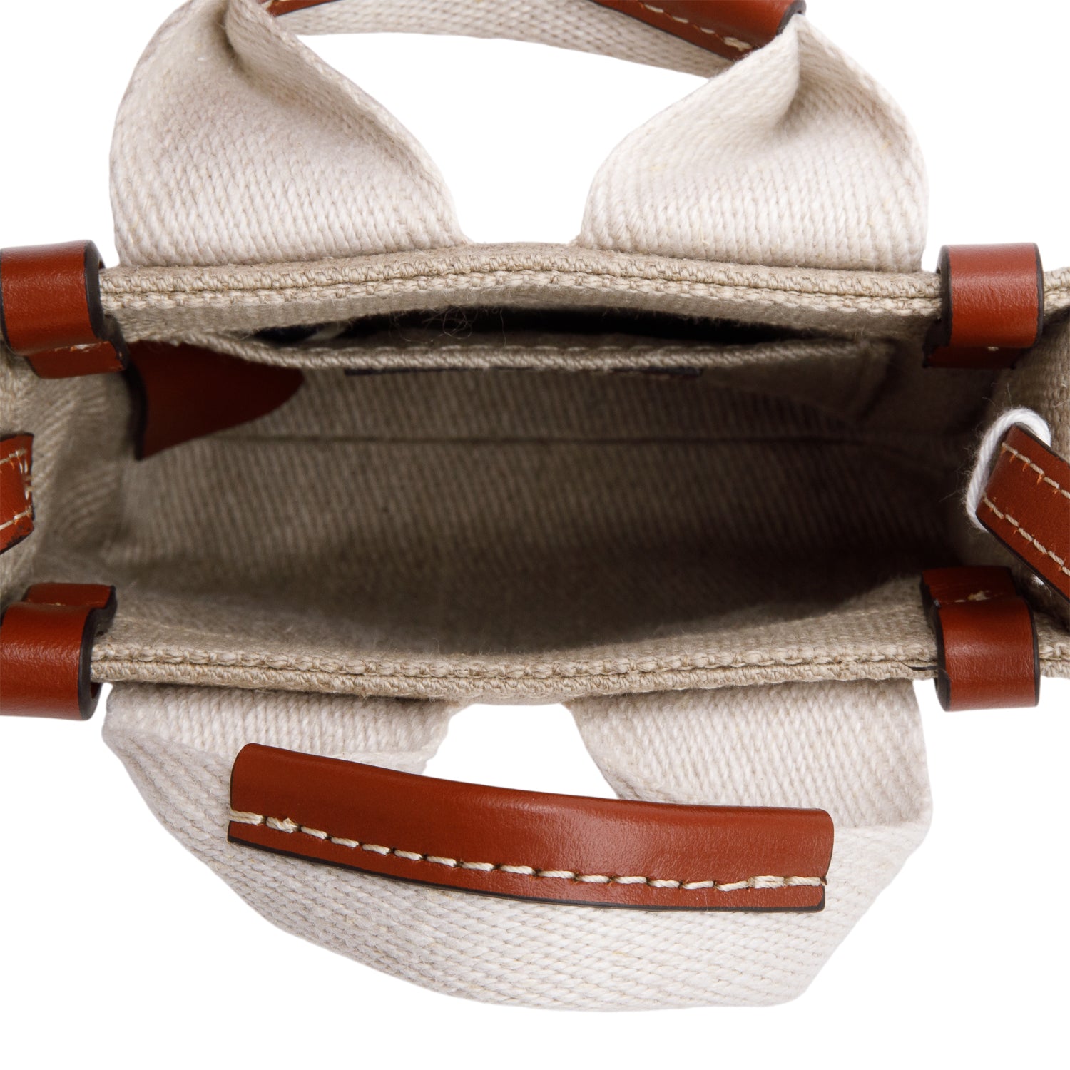 Chloe Beige Cotton Calfskin Mini Woody Ribbon Tote w/ Box