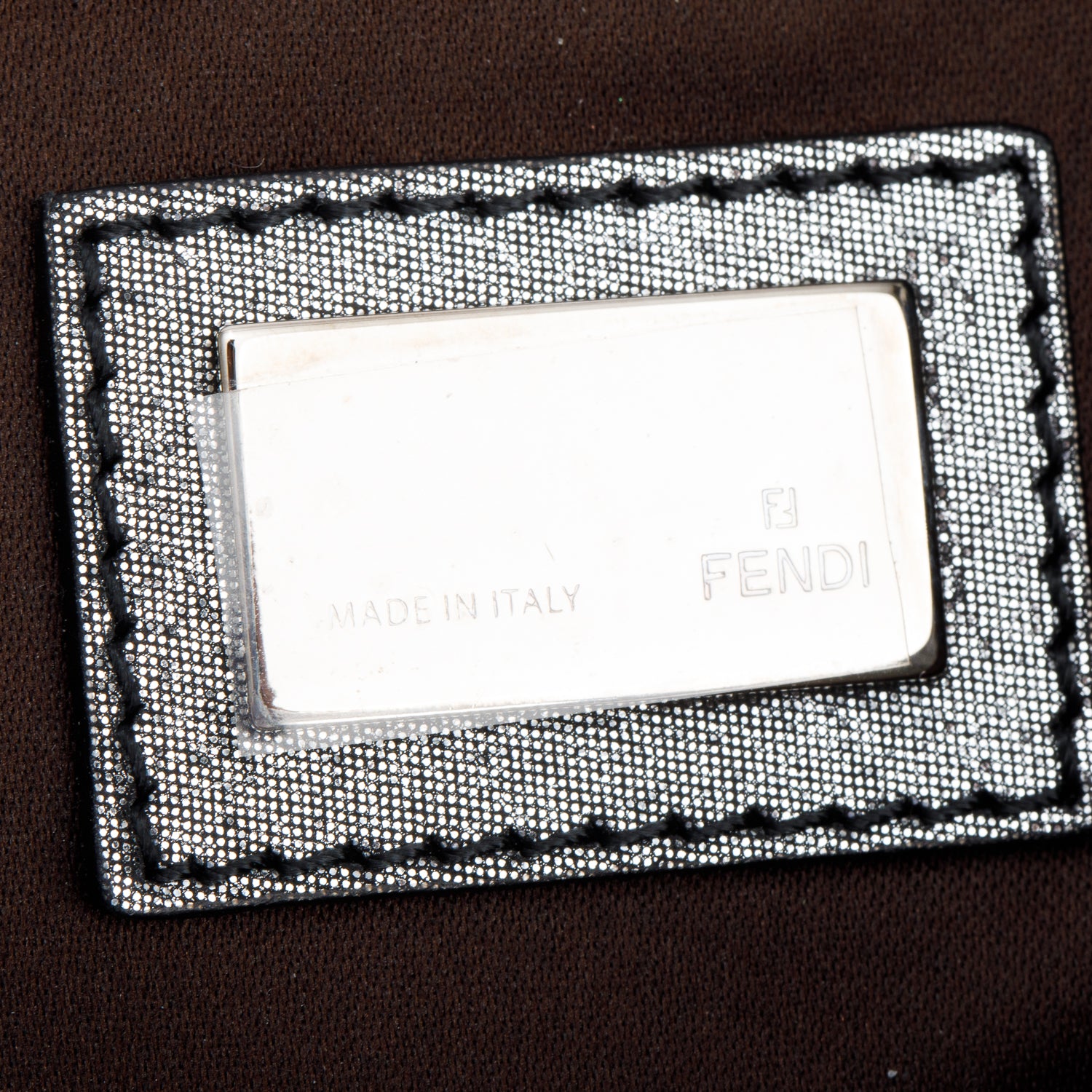 Fendi Metallic Silver Calfskin Mia Pochette Chain Bag