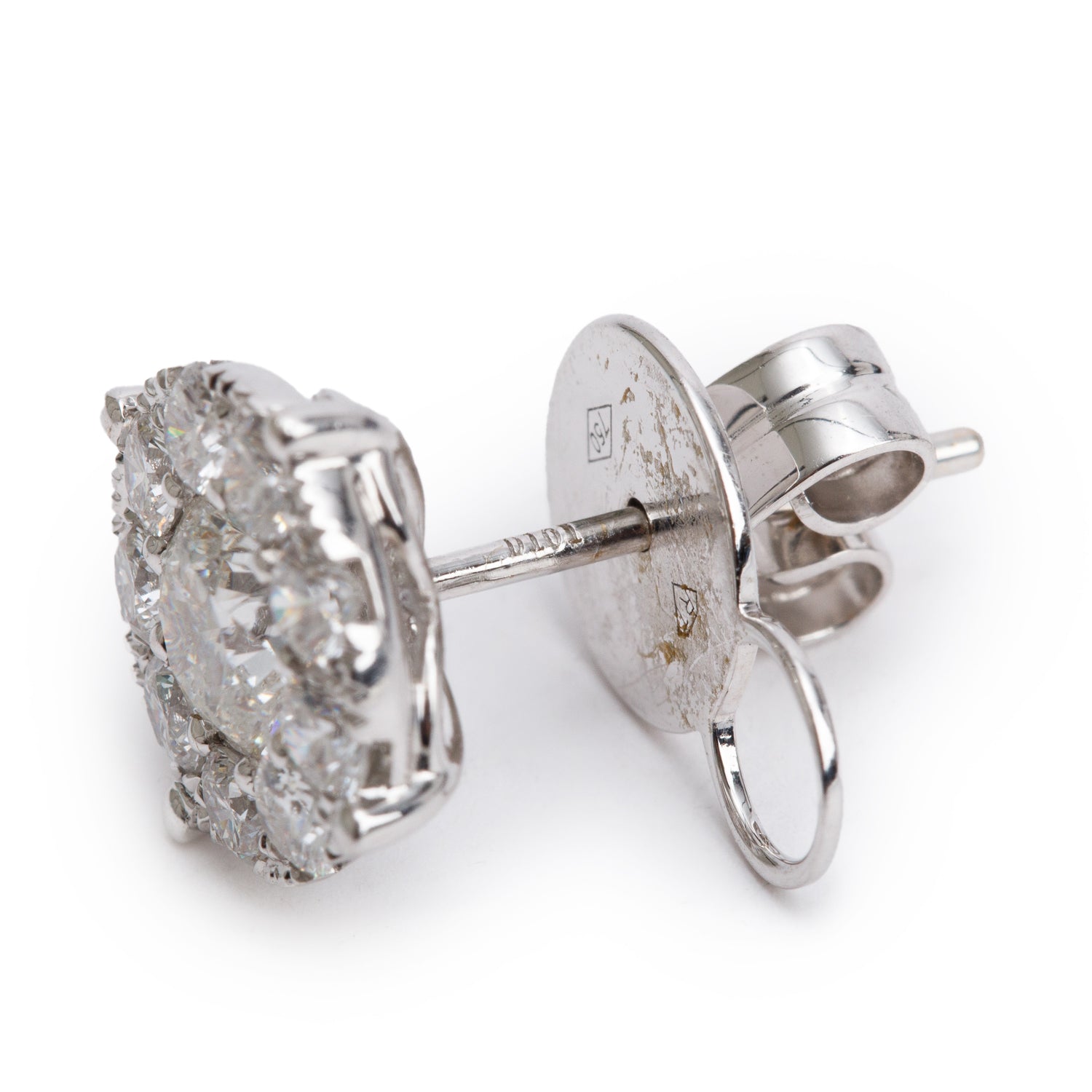 18k White Gold 2.00 tcw. Diamond Cluster Stud Earrings