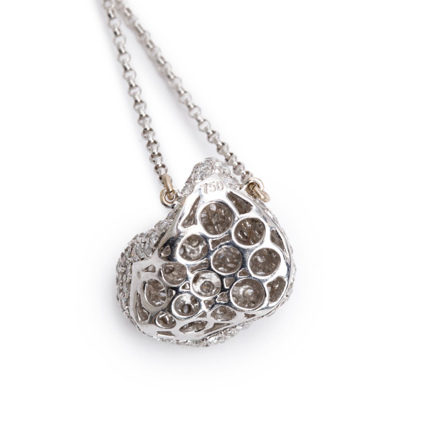 18k White Gold 3.00 tcw. Pave Diamond Pendant Necklace