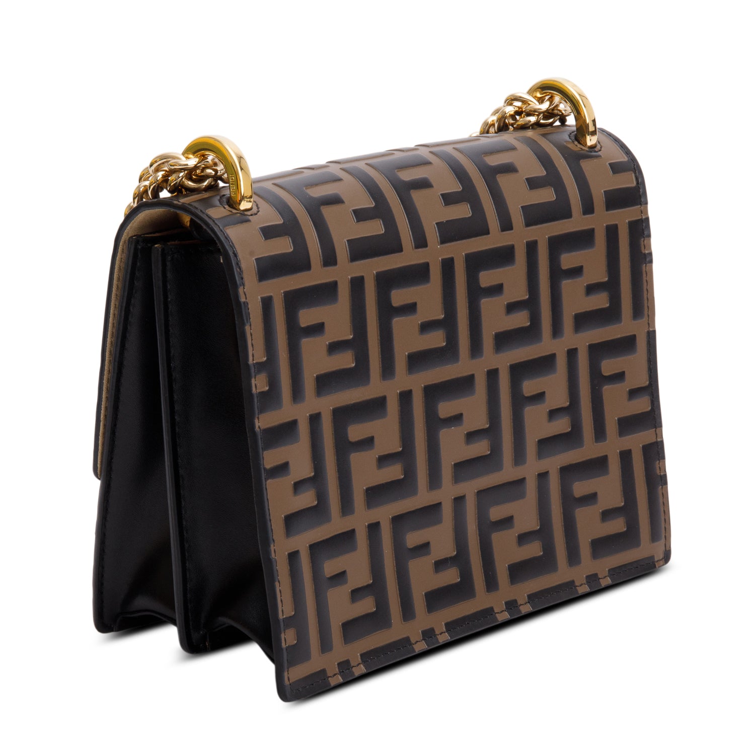 Fendi Vitello Liberty Bi-Color FF 1974 Embossed Small Kan U Shoulder Bag w/ Box