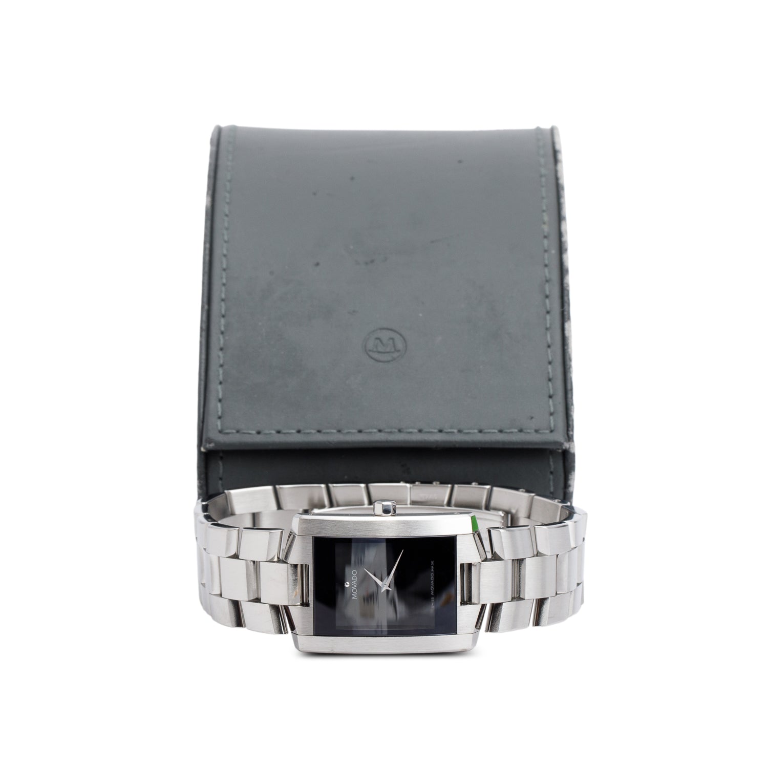 Movado Stainless Steel Eliro Quartz Chronograph Watch Black Dial w/ Box