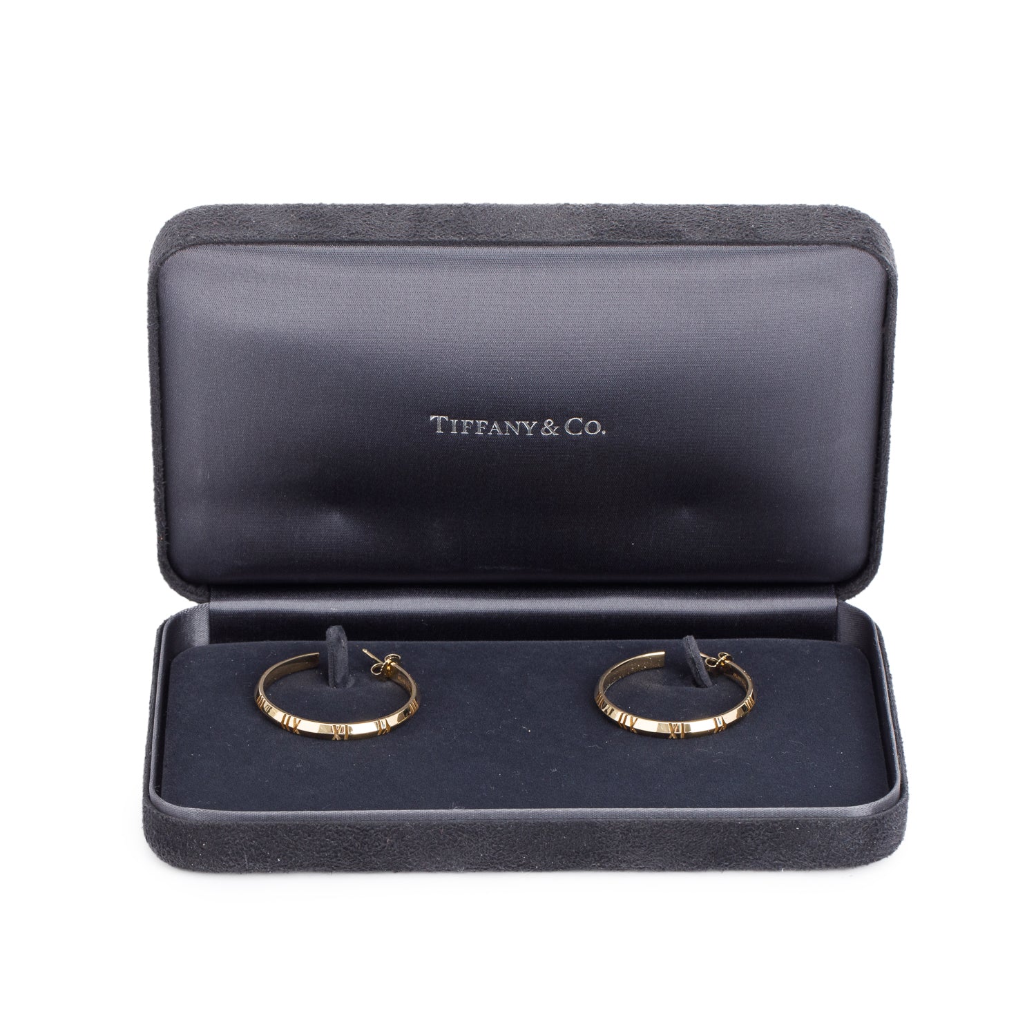 Tiffany & Co. 18k Yellow Gold Atlas Hoop Earrings w/ Box