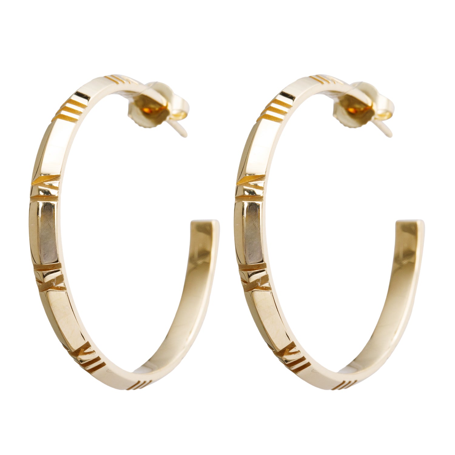 Tiffany & Co. 18k Yellow Gold Atlas Hoop Earrings w/ Box