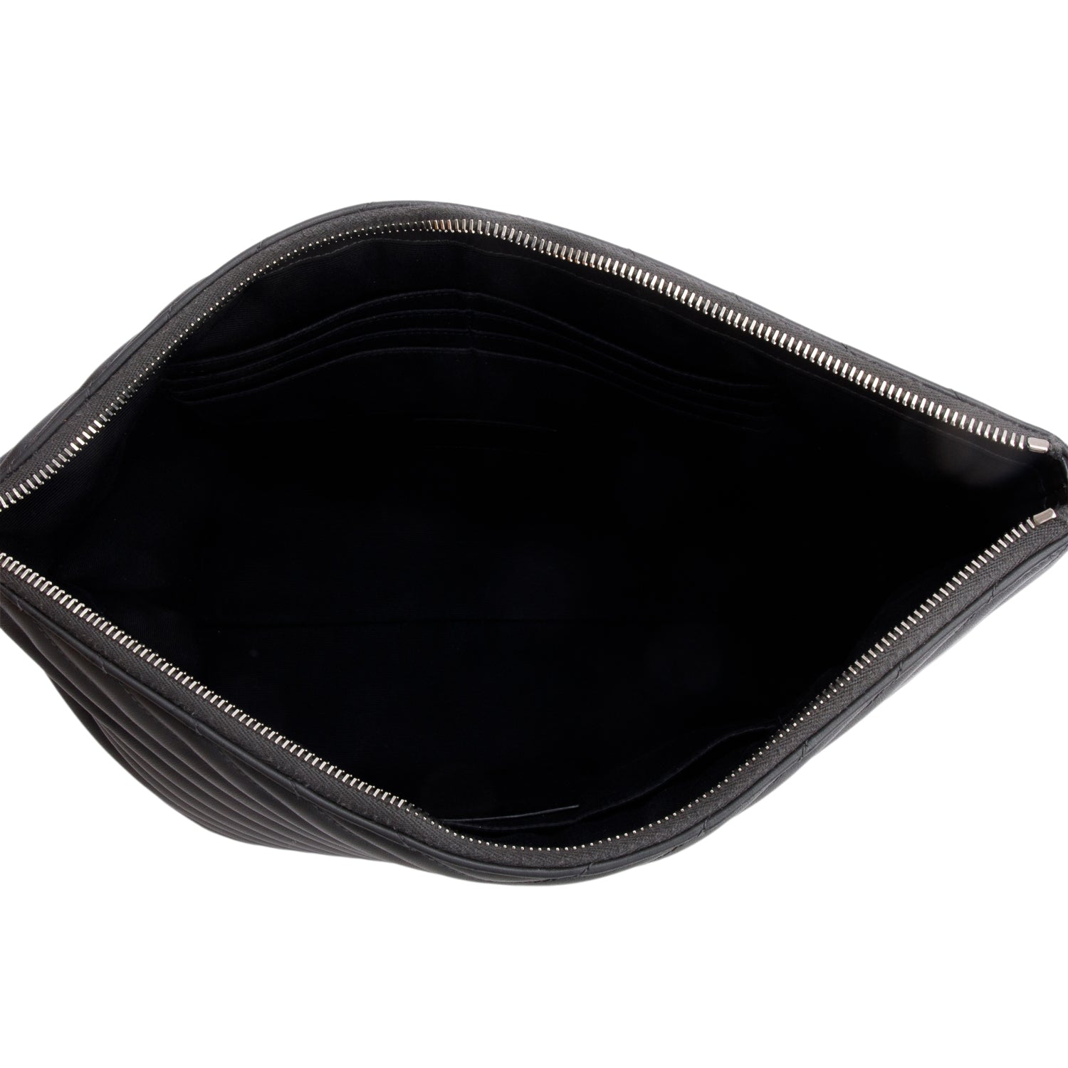 Saint Laurent Grey Calfskin Matelasse Monogram Casssandre Tablet Pouch w/ Box