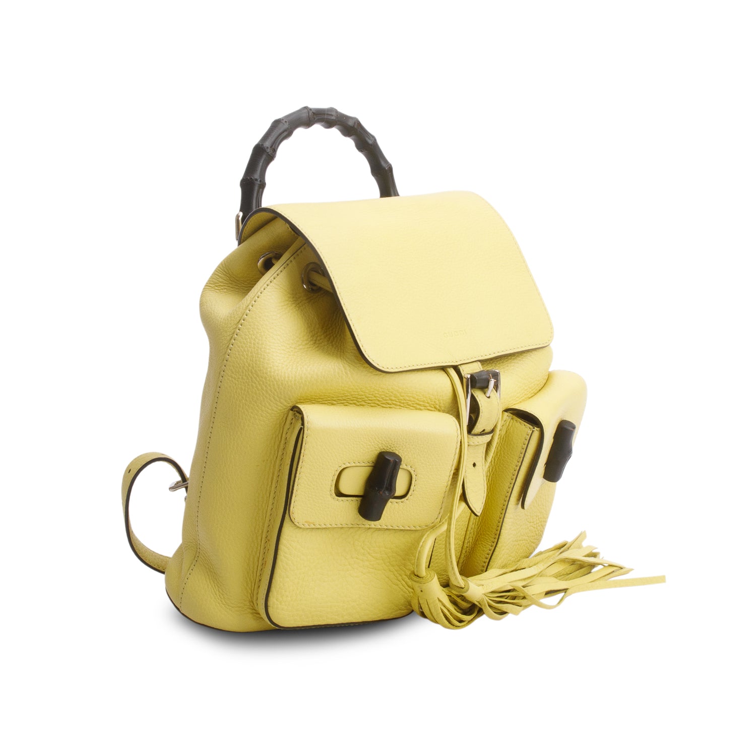 Gucci Green Cellaries Calfskin Medium Bamboo Backpack