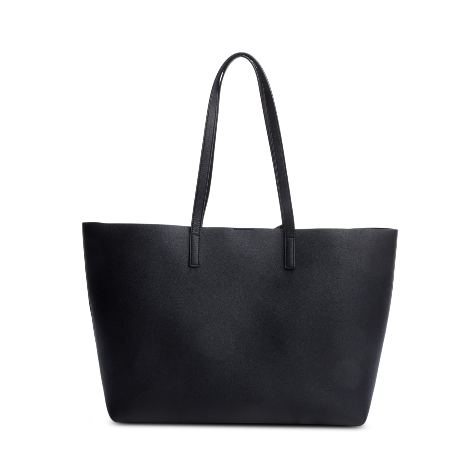 Saint Laurent 2024 Black Leather E/W Shopping Tote w/ Pouch & Box