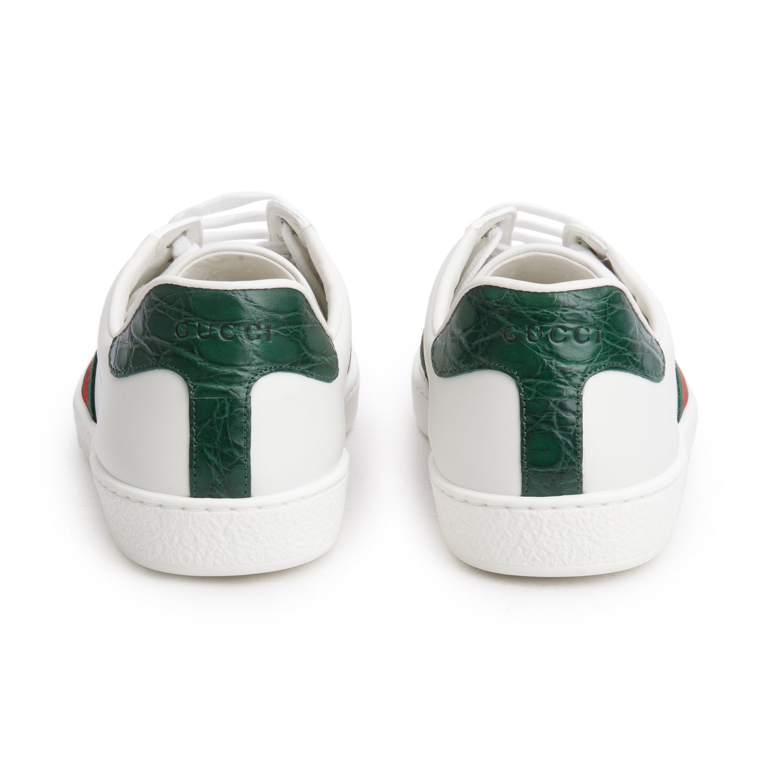 Gucci White Leather Ace Low Sneakers, Men's Size 6.5 w/ Box