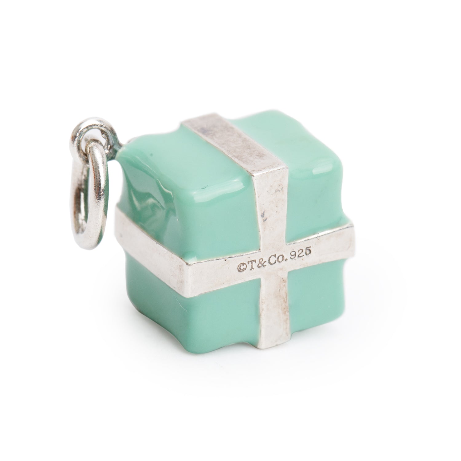Tiffany & Co. Sterling Silver Blue Enamel Present Box Charm