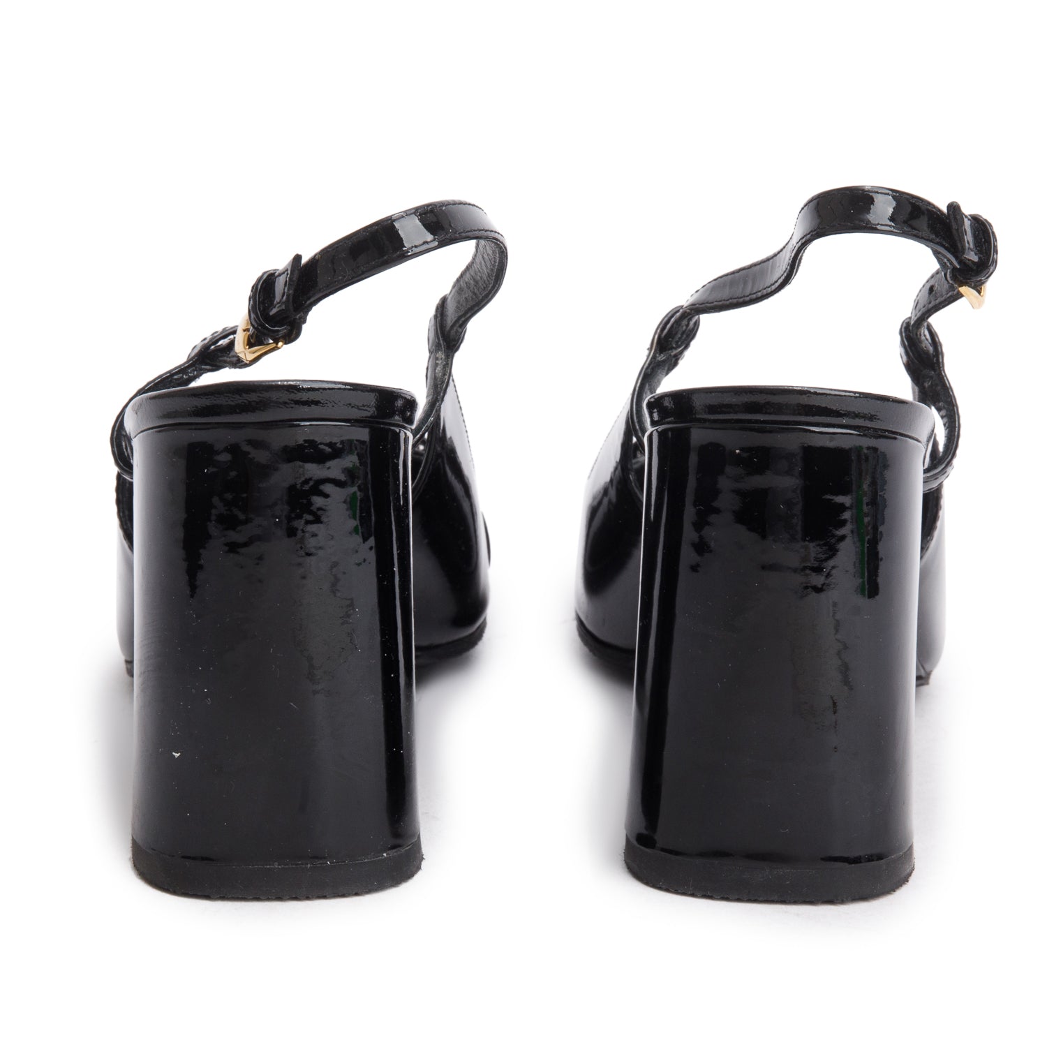 Versace Black Patent Leather Slingback Pumps, Size 41 w/ Box