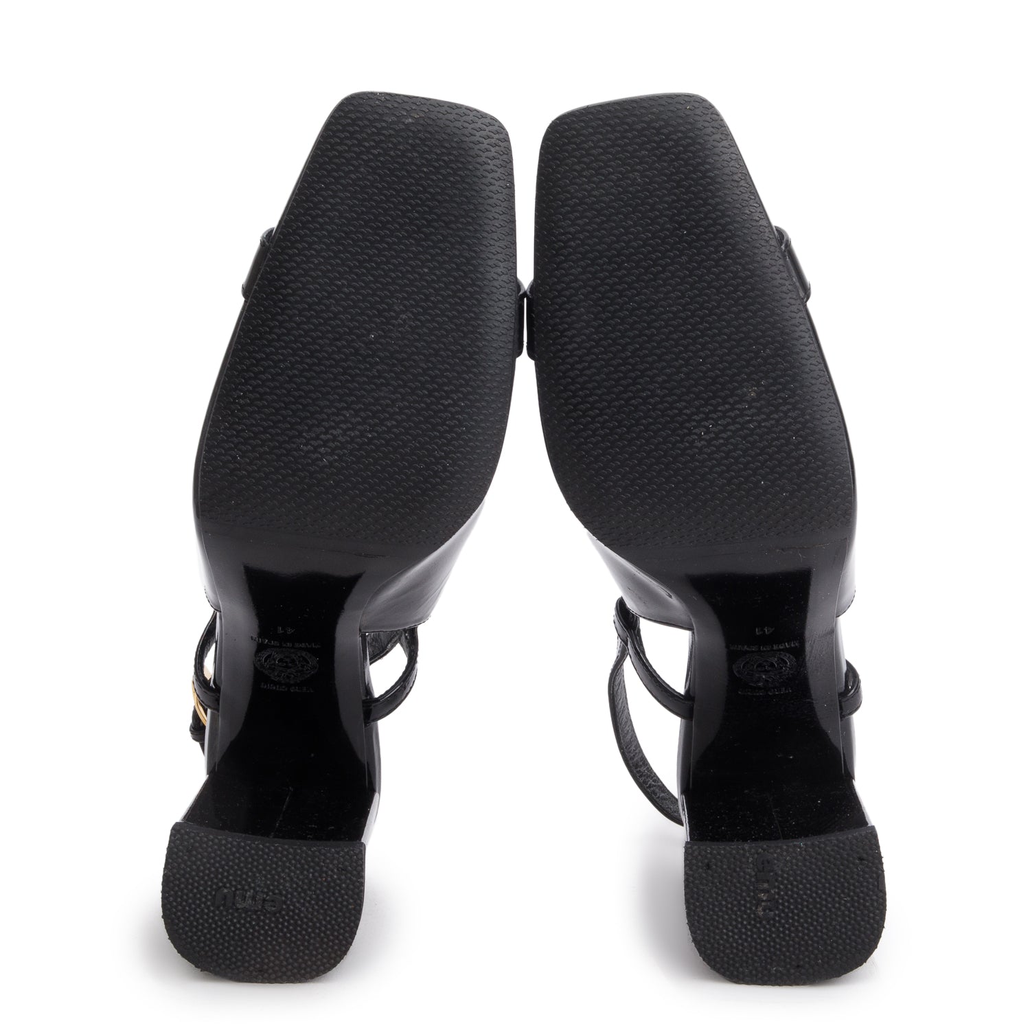 Versace Black Patent Leather Slingback Pumps, Size 41 w/ Box