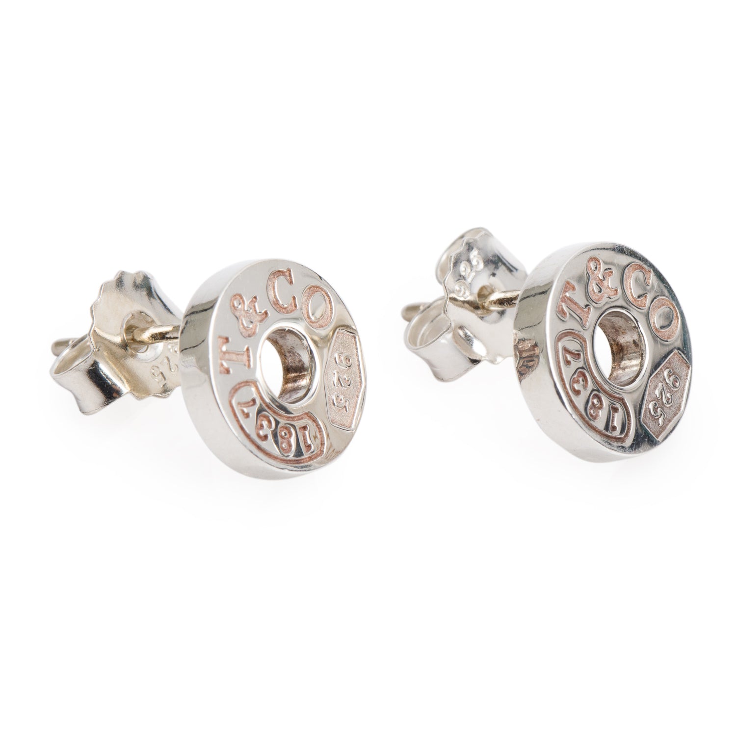 Tiffany & Co. Sterling Silver 1837 Circle Stud Earrings