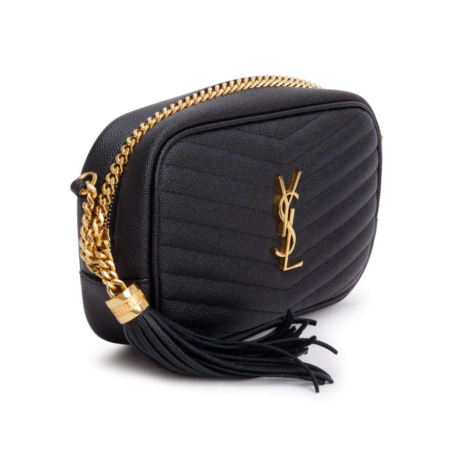 Saint Laurent Black Quilted Calfskin Matelasse Leather Mini Lou Camera Bag
