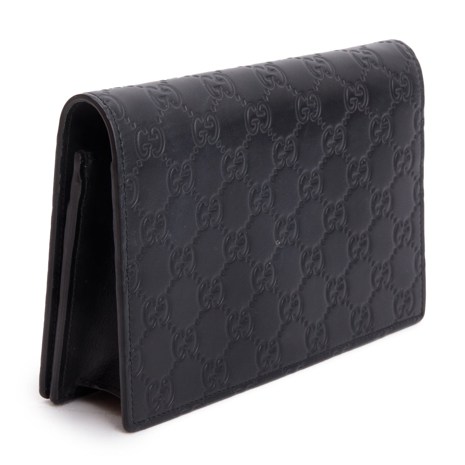 Gucci Black Guccissima Signature Bow Wallet on Chain w/ Box & Receipt