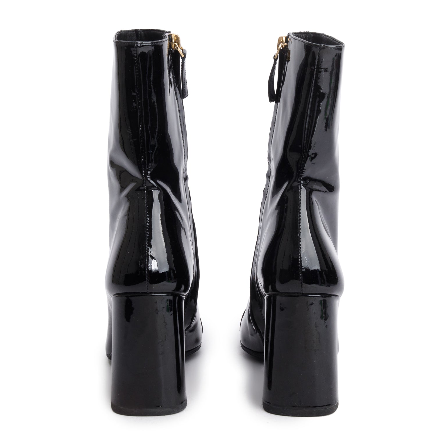 Versace Black Patent Leather Medusa 85 Ankle Boots, Size 41 w/ Box