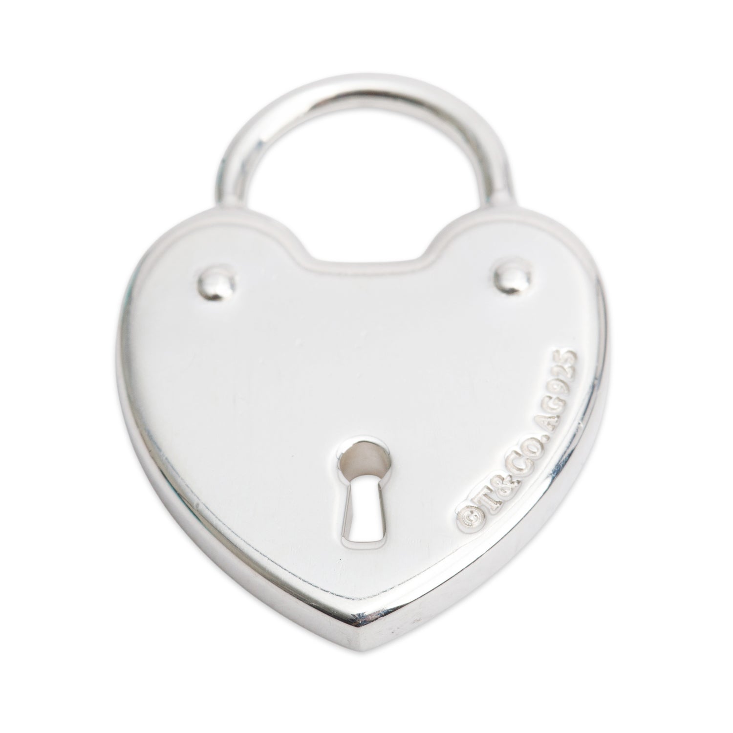 Tiffany & Co. Sterling Silver Key Hole Heart Lock Charm Pendant