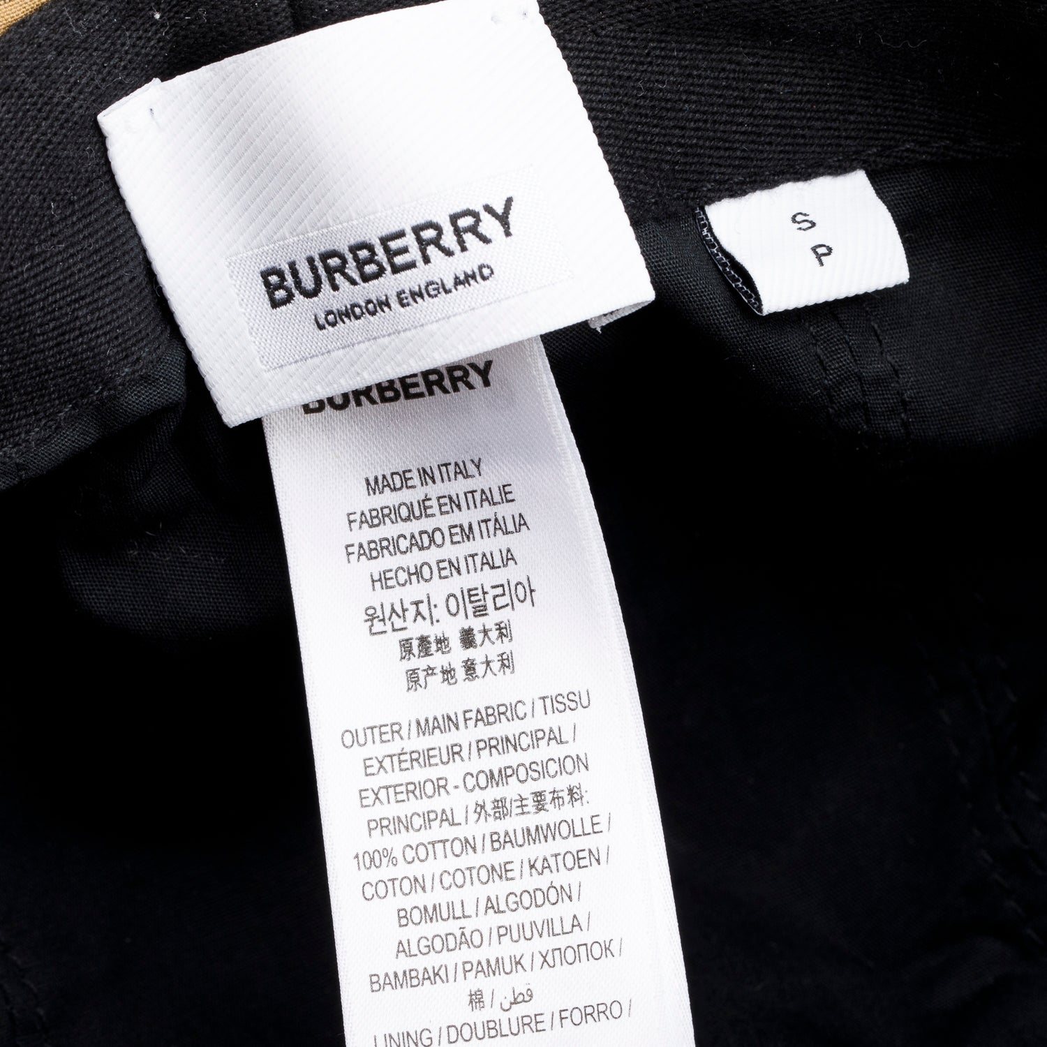 Burberry Beige Technical Cotton Vintage Check Bucket Hat, Size S