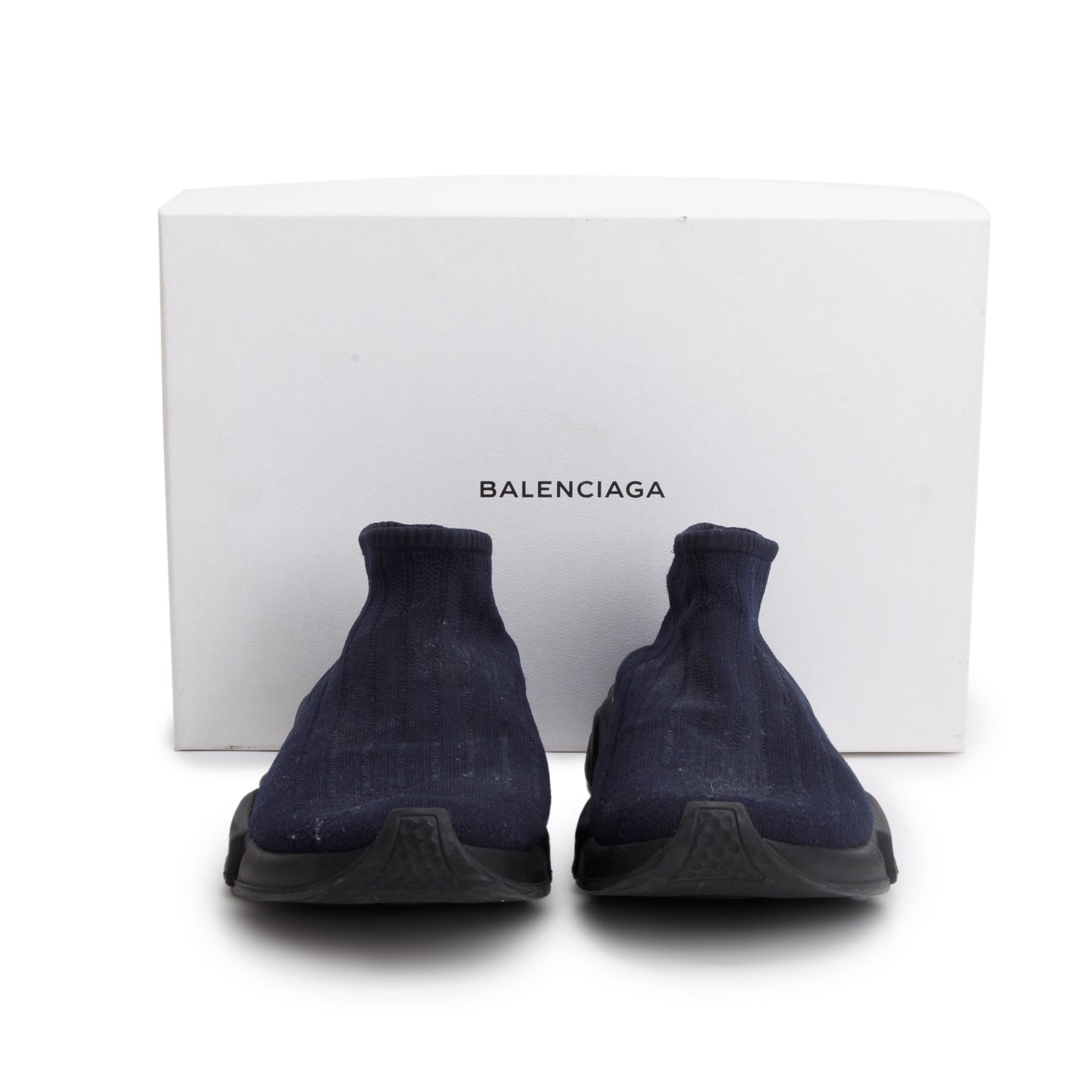 Balenciaga Navy Knit Speed Trainer Sock Sneaker, Men's Size 10 w/ Box